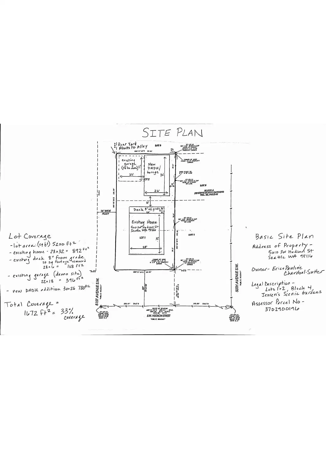 Site plan for 5010 SW Hudson St