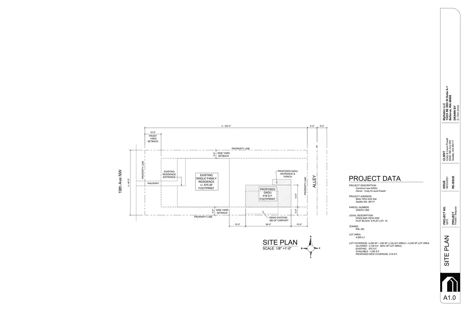 Site plan for 8522 19th Ave NW