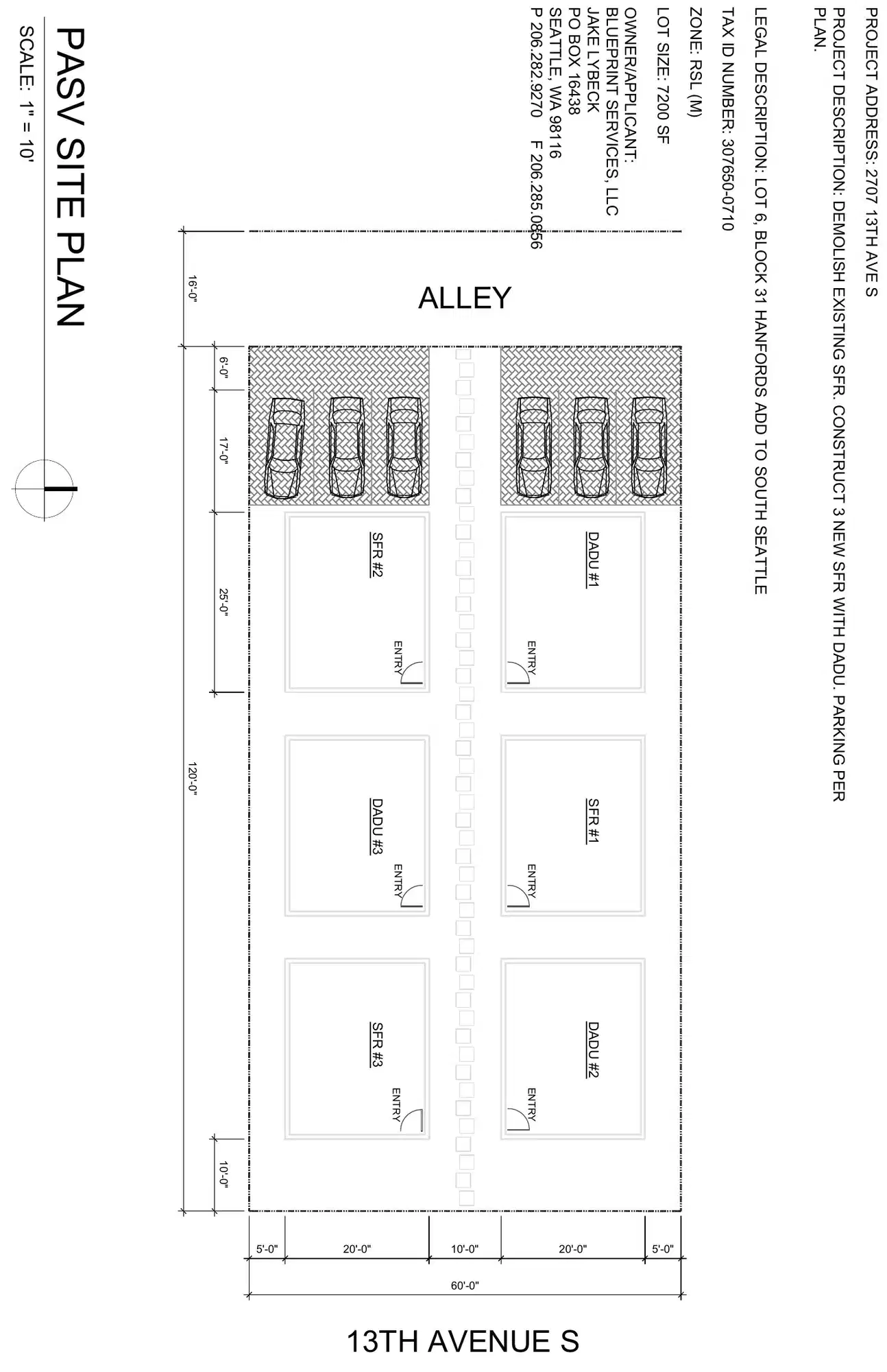 Site plan for 2707 A 13th Ave S