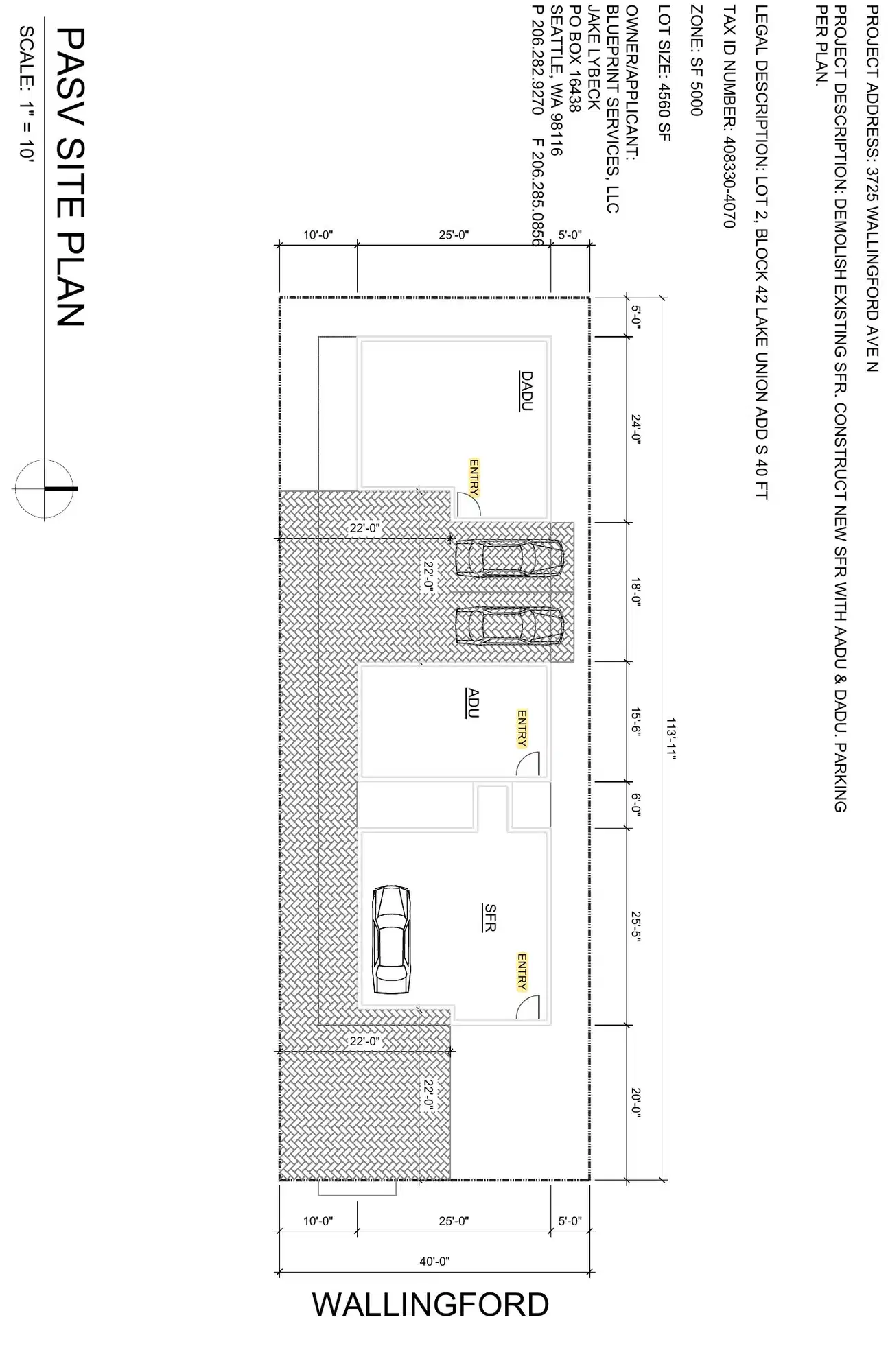 Site plan for 3725 Wallingford Ave N