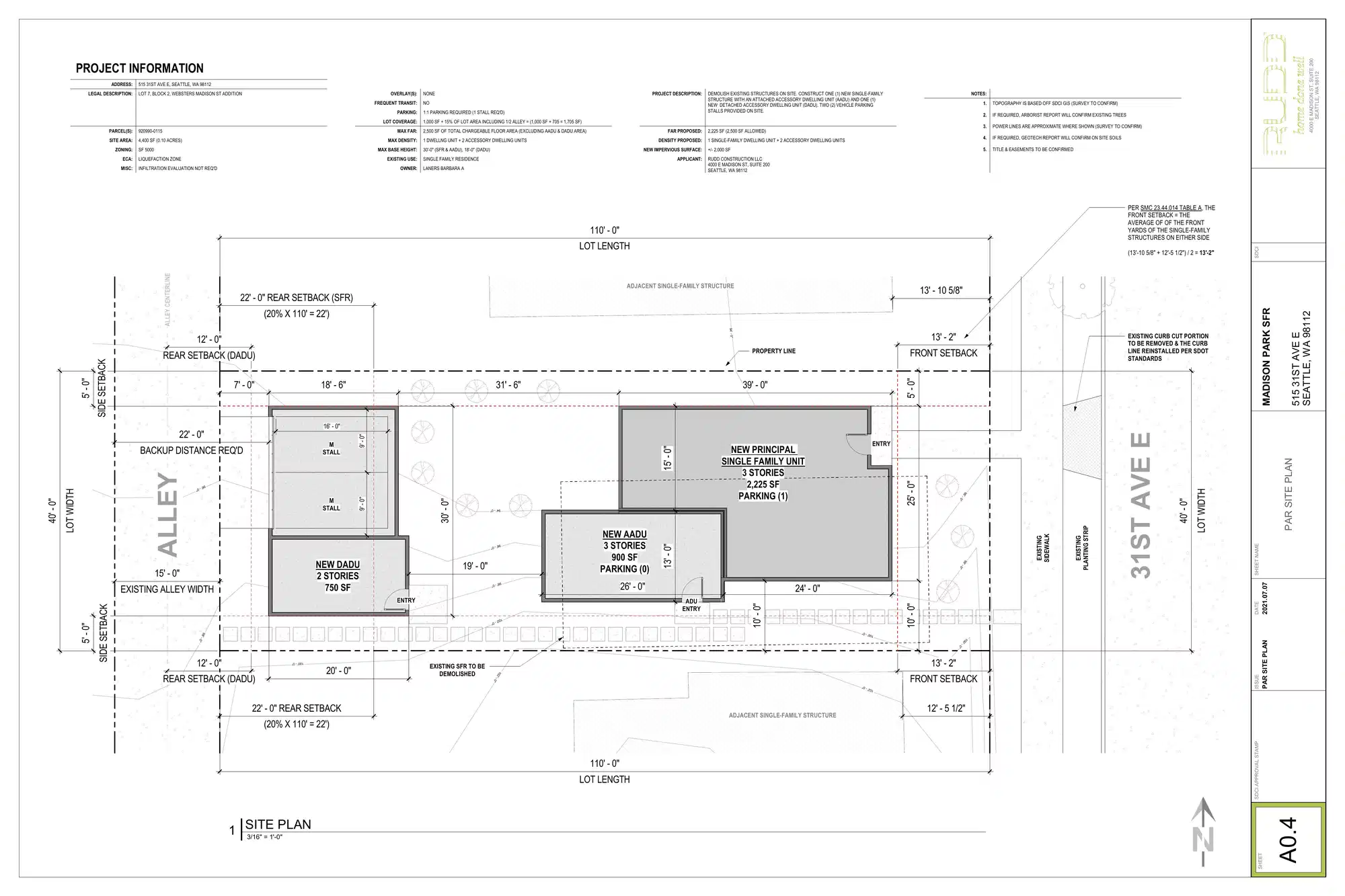 Site plan for 515 31st Ave E