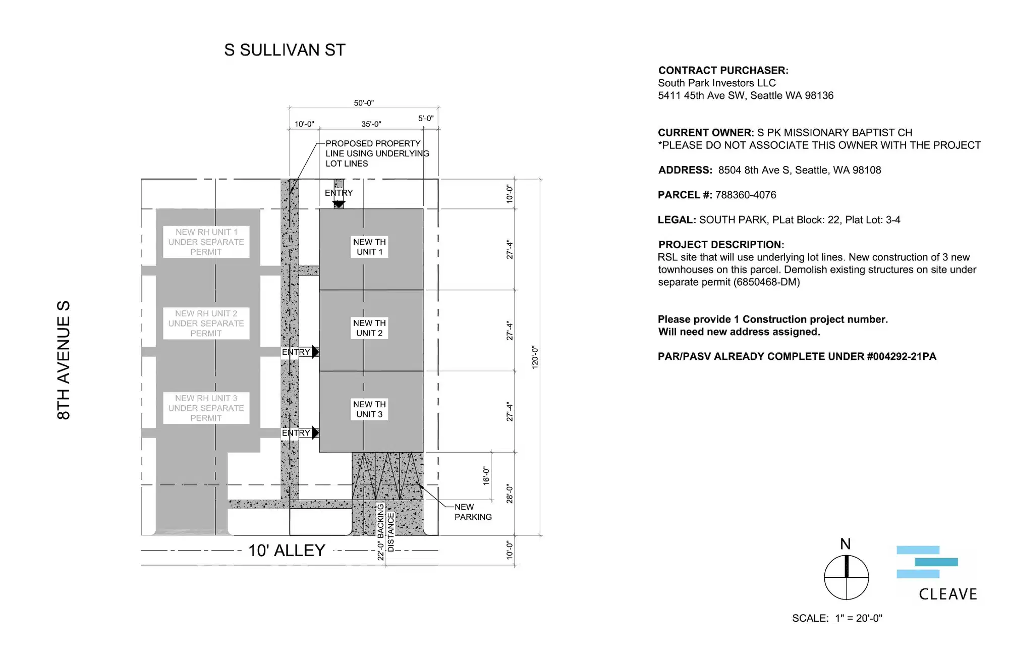 Site plan for 809 S Sullivan St