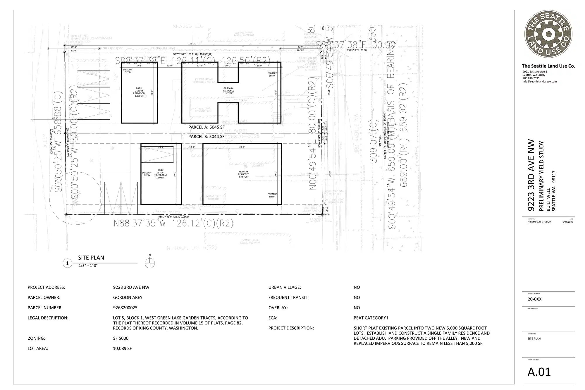 Site plan for 9225 3rd Ave NW
