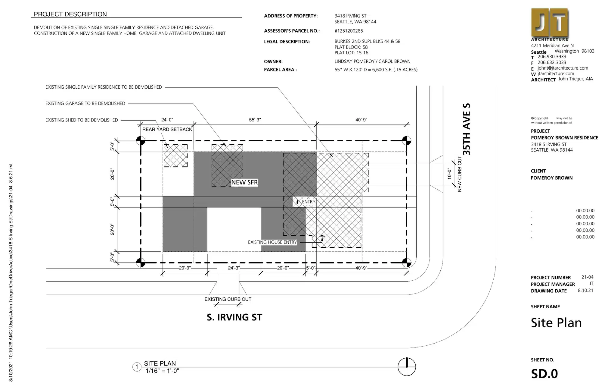 Site plan for 3418 S Irving St