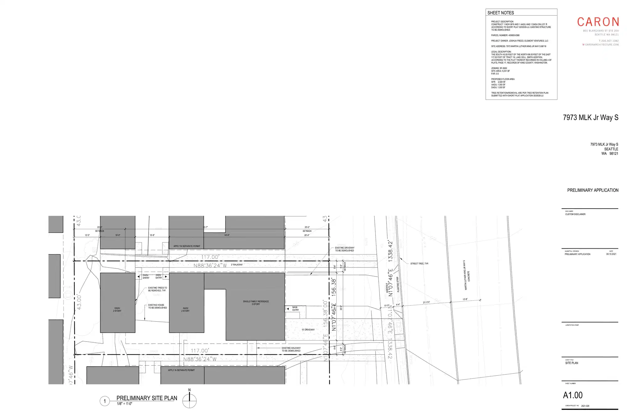 Site plan for 7973 M L King Jr Way S