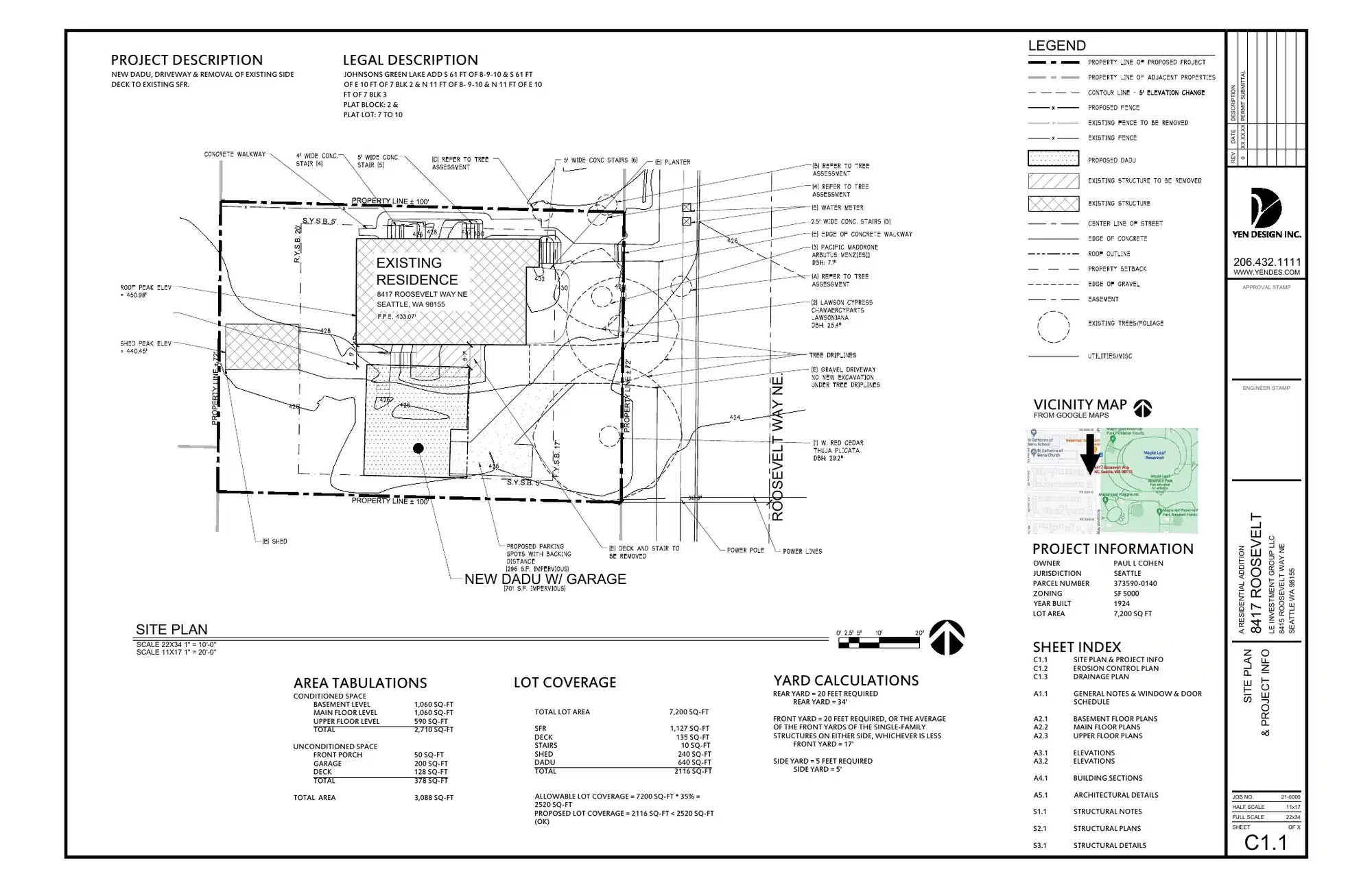 Site plan for 8413 Roosevelt Way NE