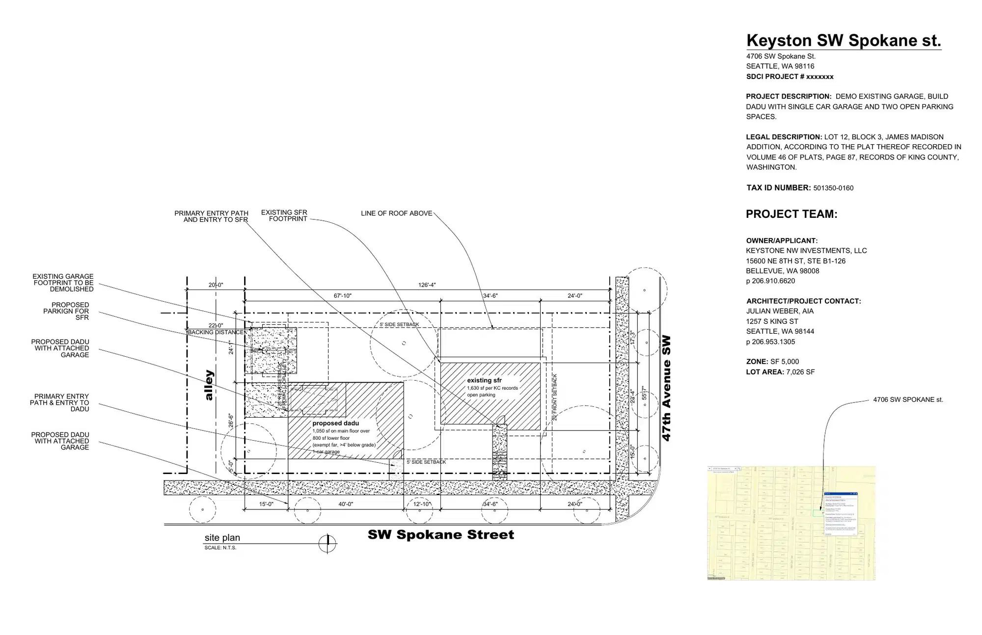 Site plan for 4712 SW Spokane St