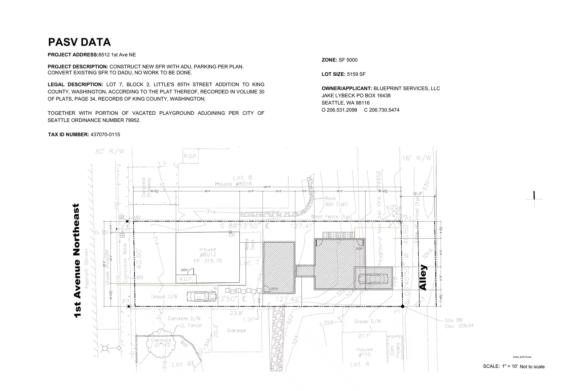 Site plan for 8514 1st Ave NE