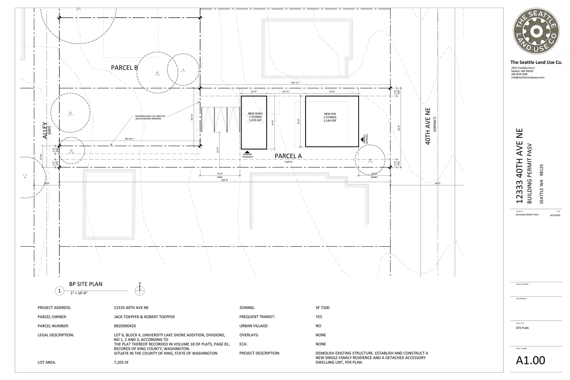 Site plan for 12333 40th Ave NE