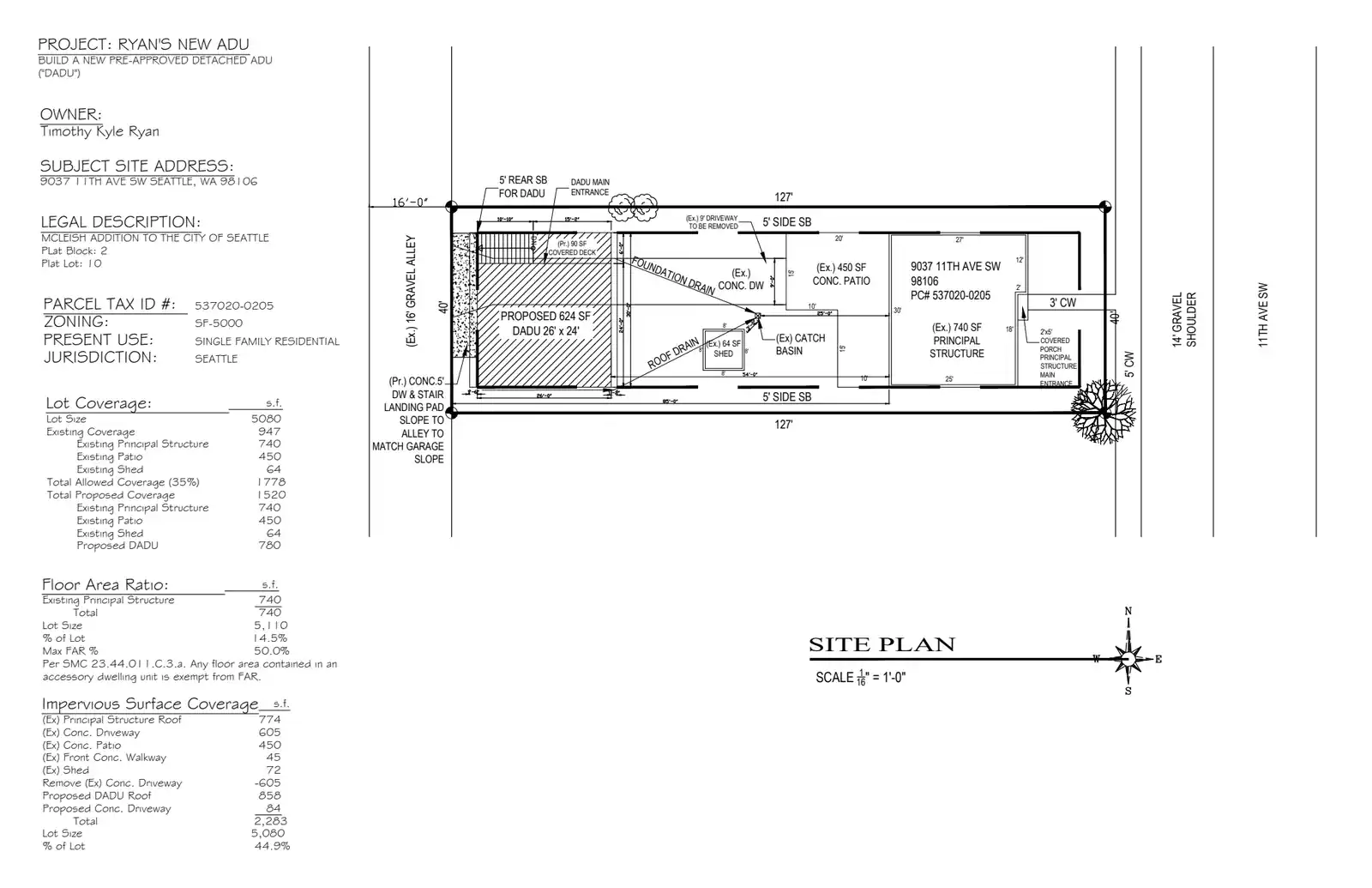 Site plan for 9037 11th Ave SW