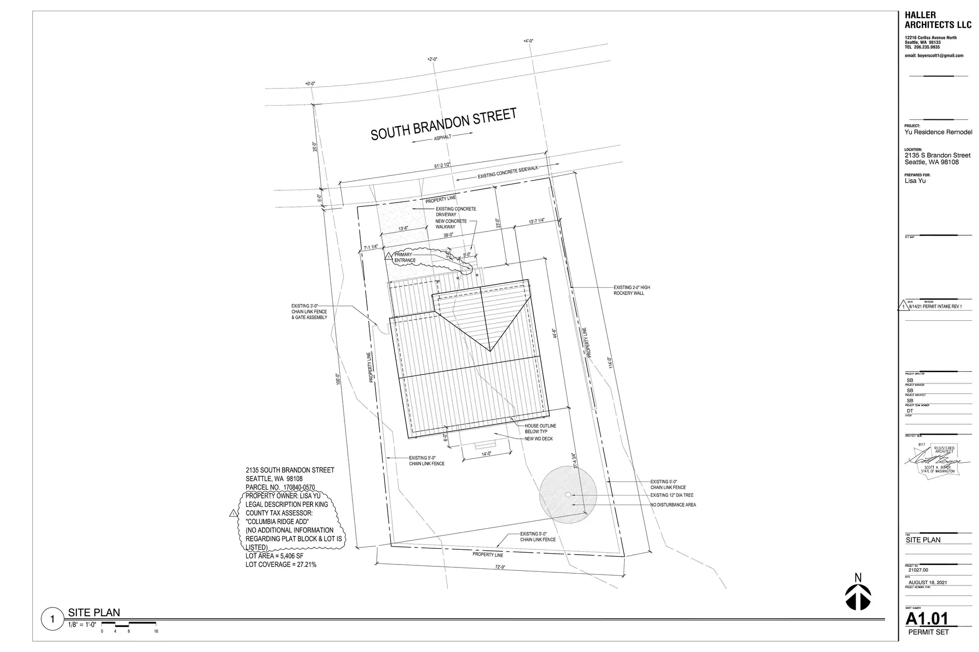 Site plan for 2135 S Brandon St