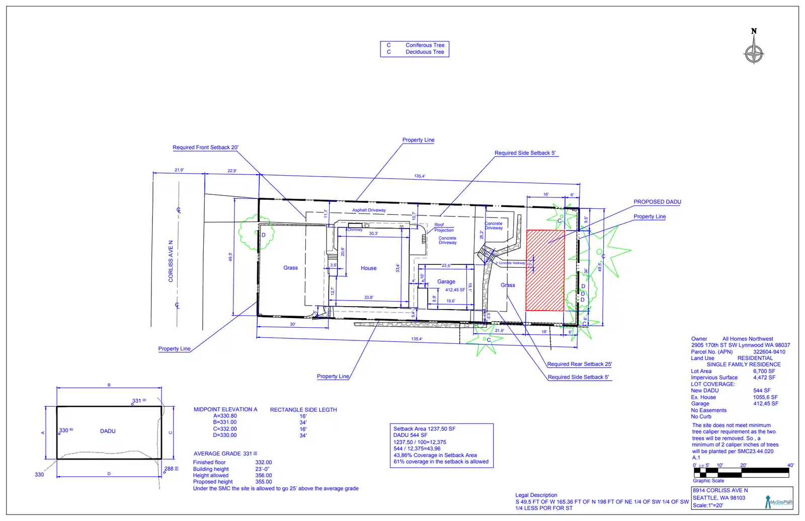 Site plan for 8916 Corliss Ave N