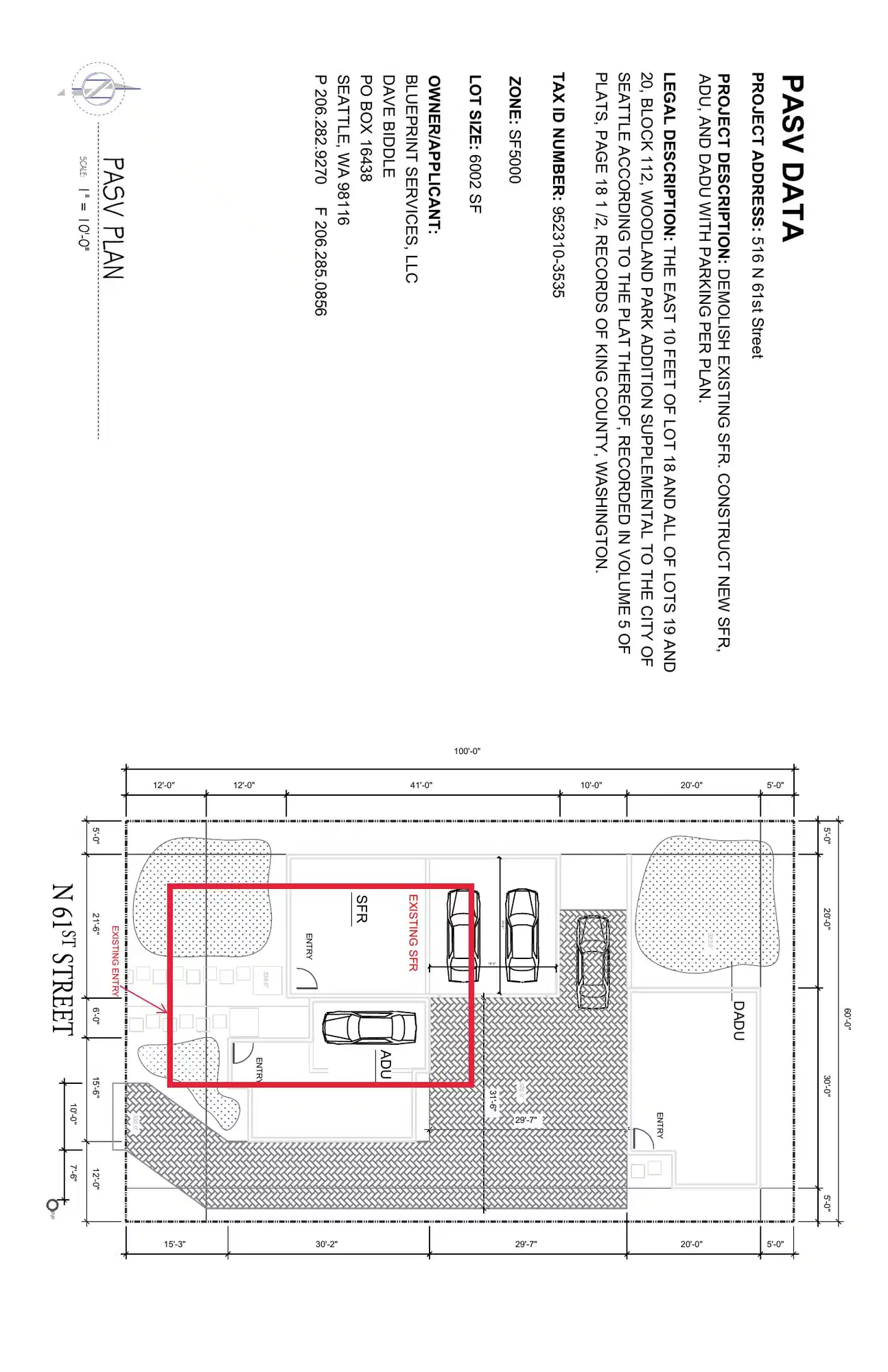Site plan for 516 N 61st St