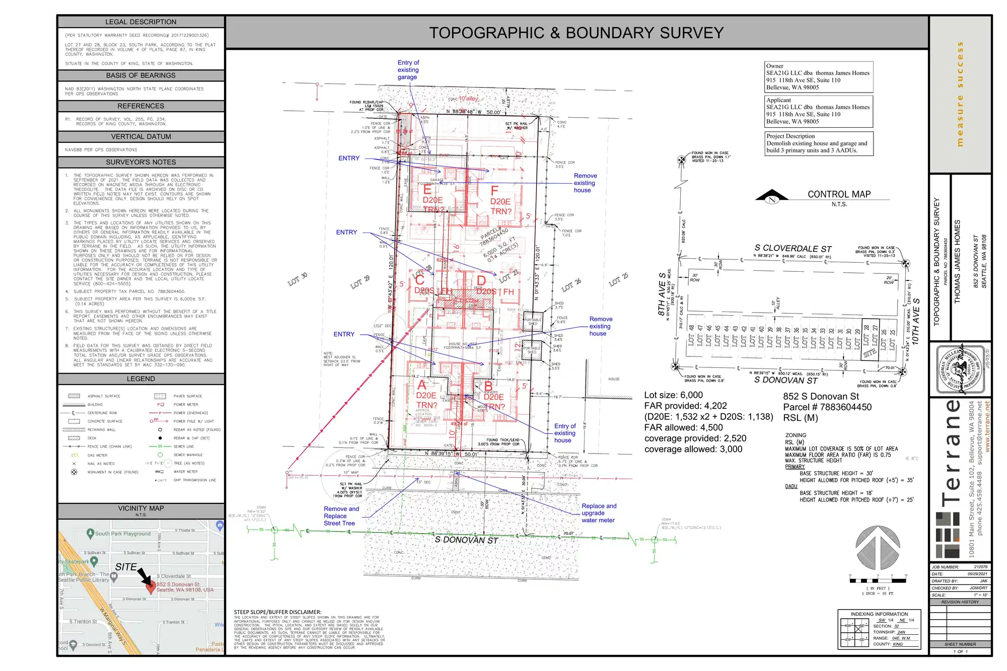 Site plan for 850 S Donovan St
