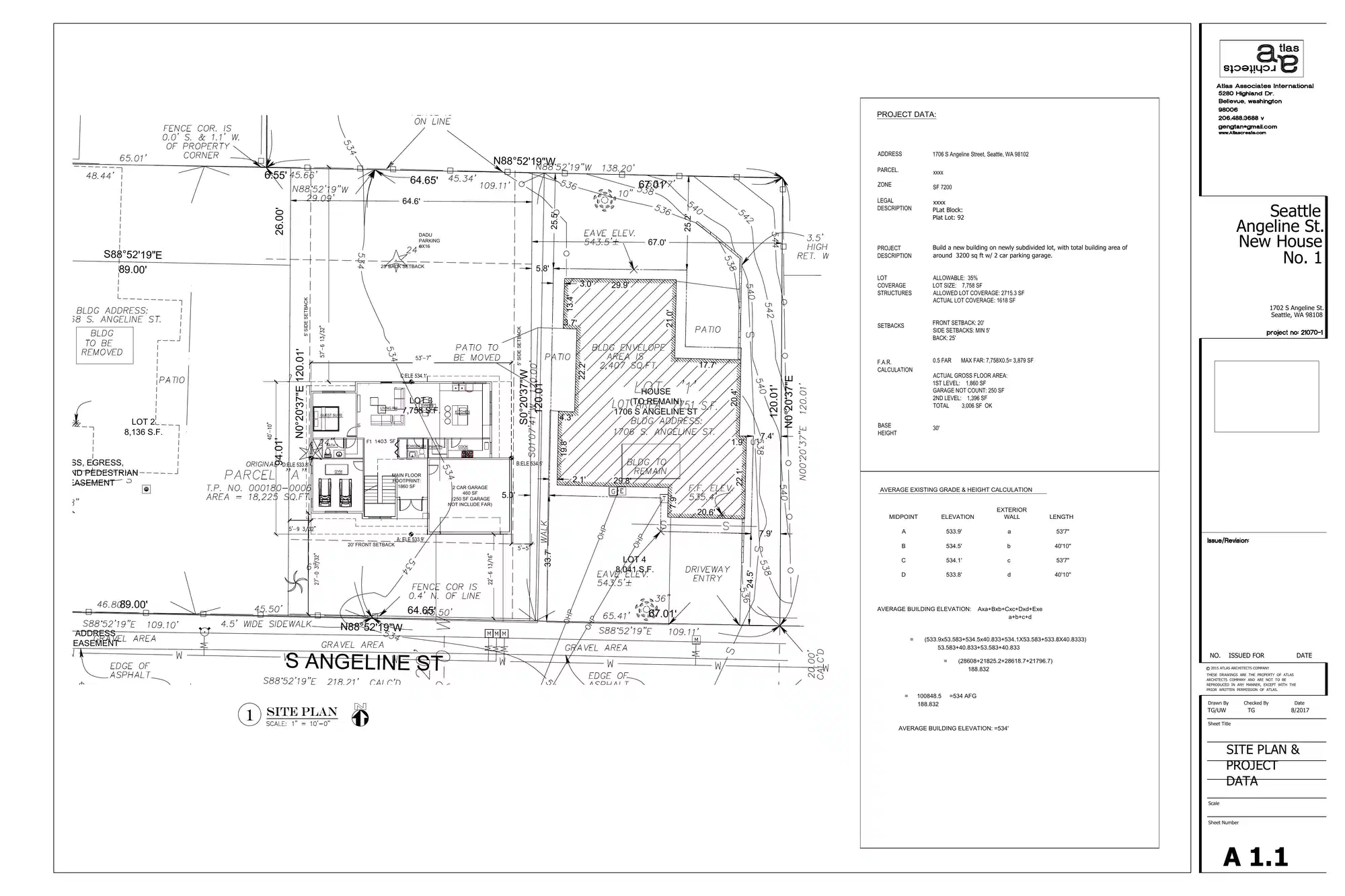 Site plan for 1702 S Angeline St