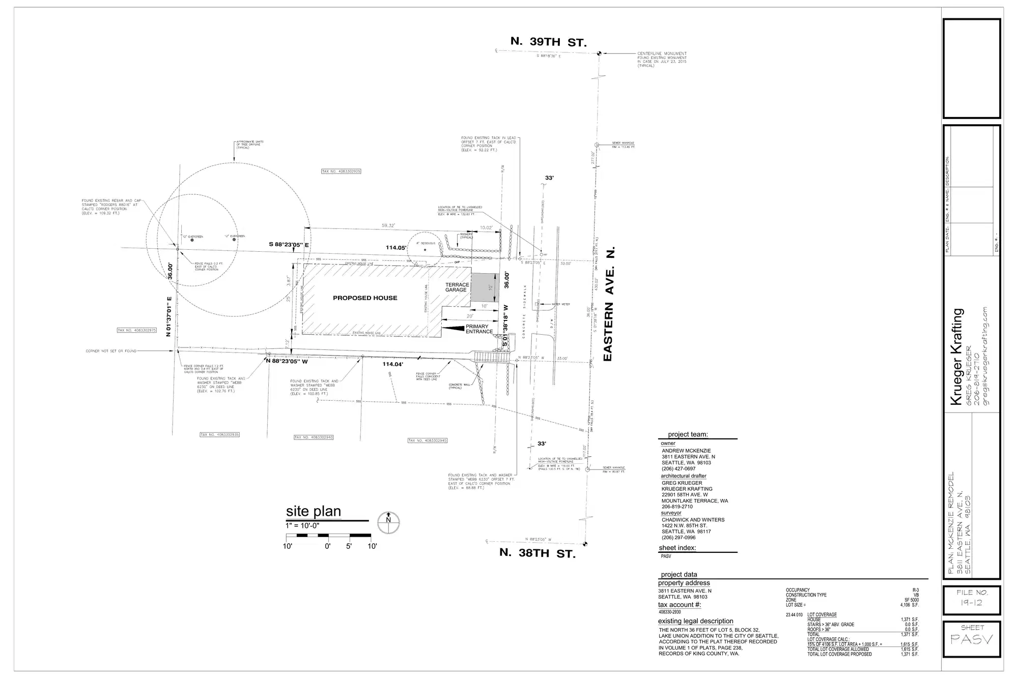 Site plan for 3811 Eastern Ave N