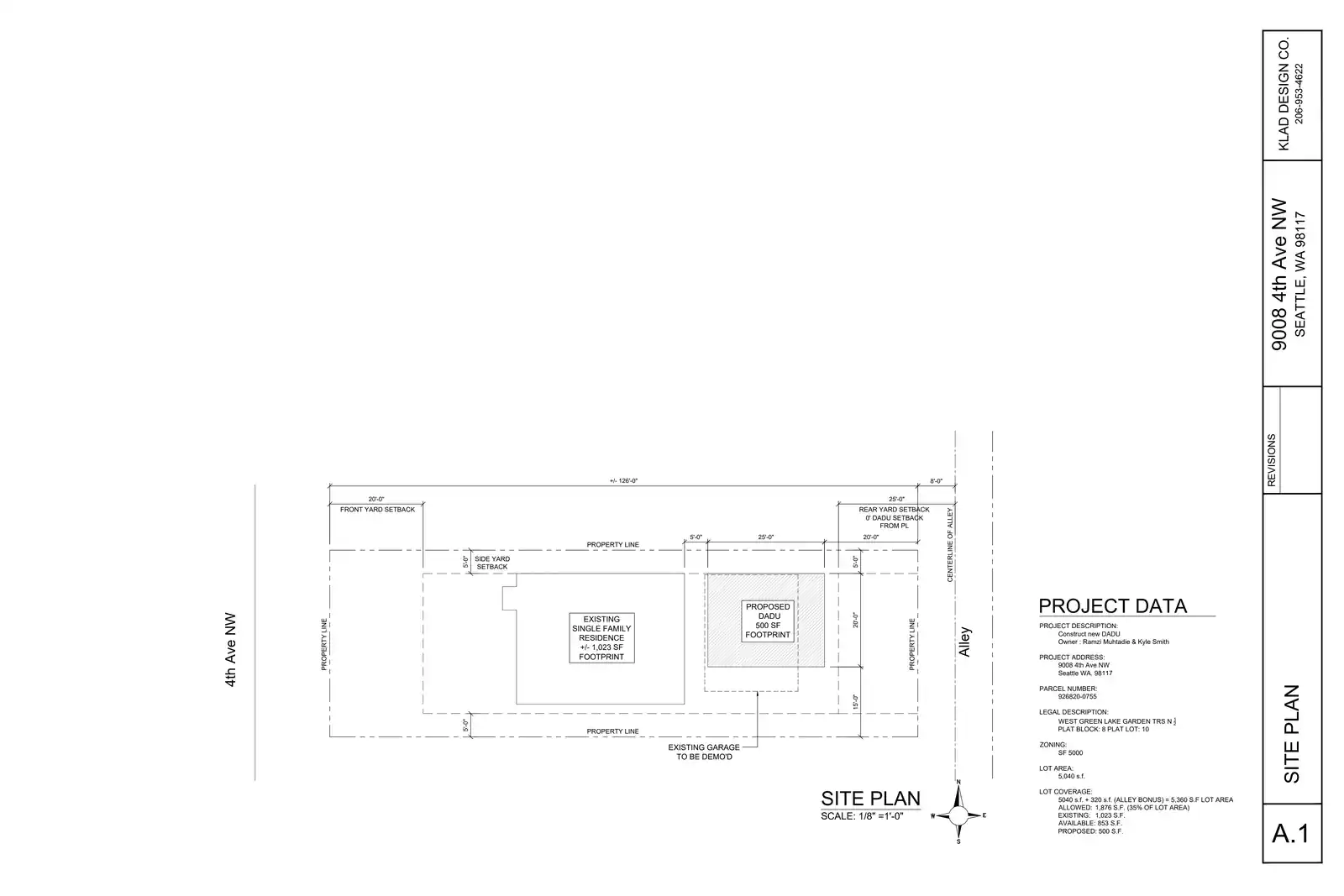 Site plan for 9010 4th Ave NW