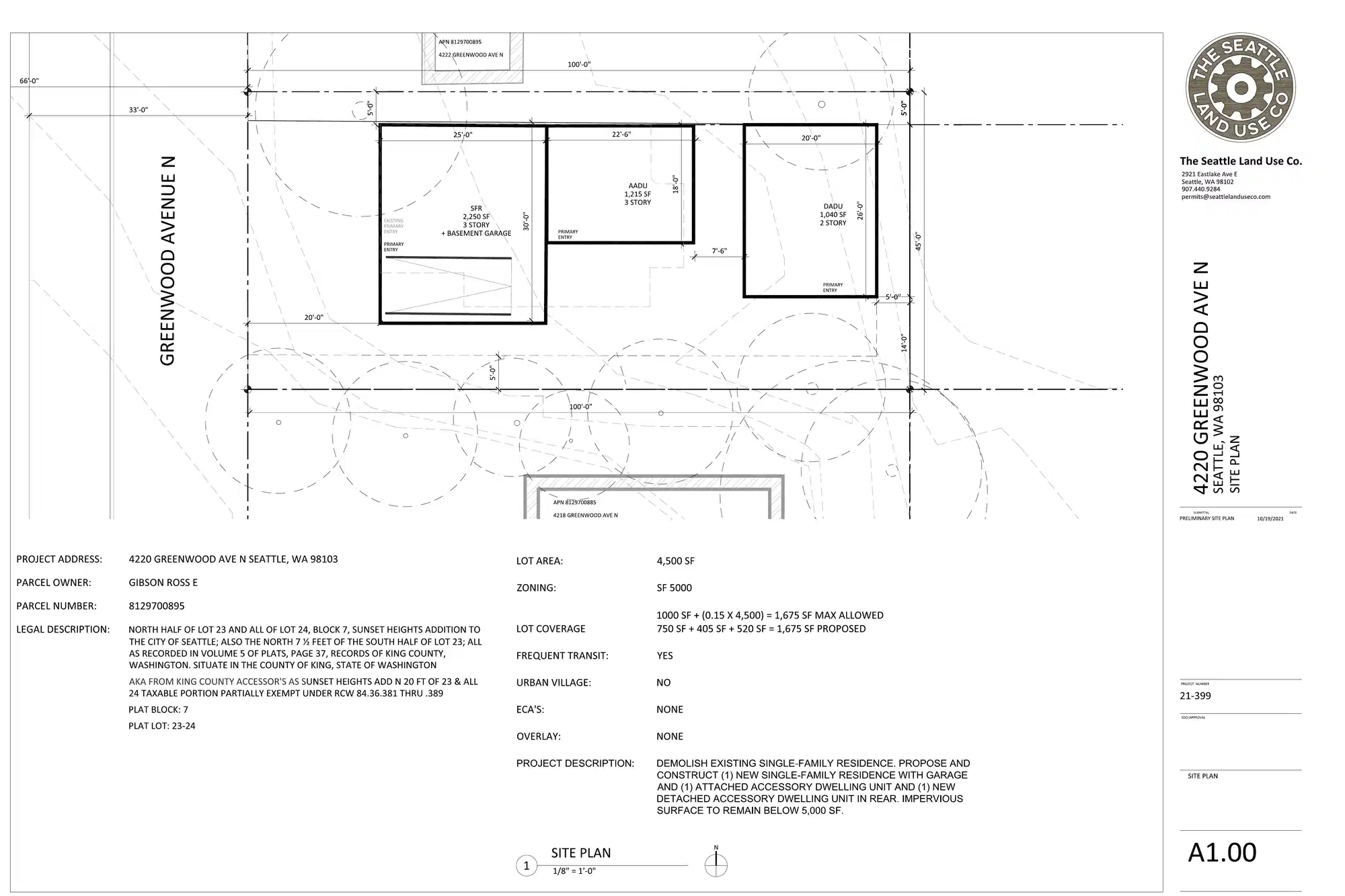 Site plan for 4220 Greenwood Ave N