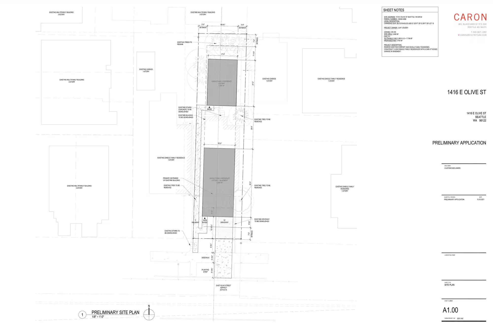 Site plan for 1418 E Olive St