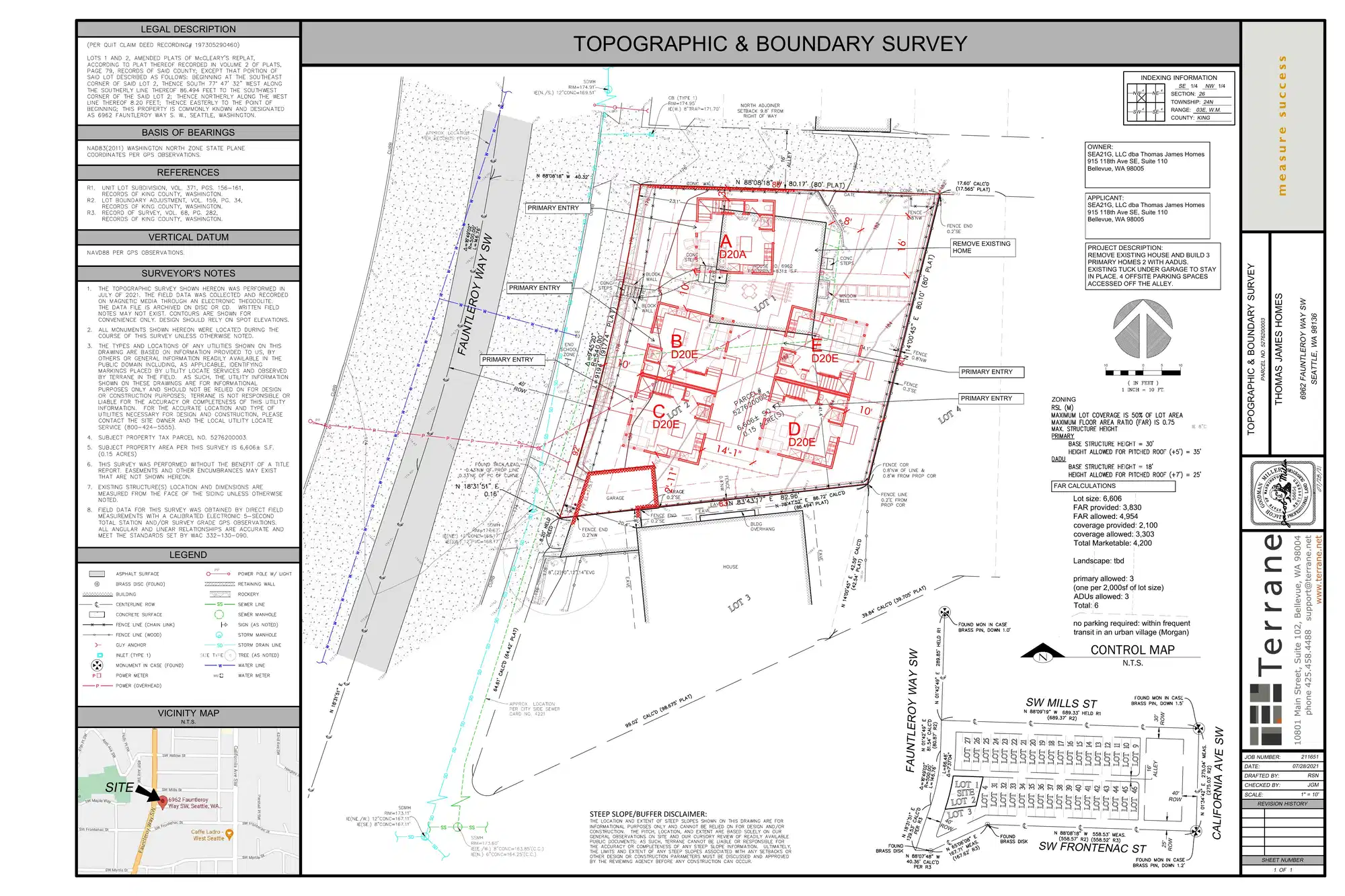 Site plan for 6964 Fauntleroy Way SW