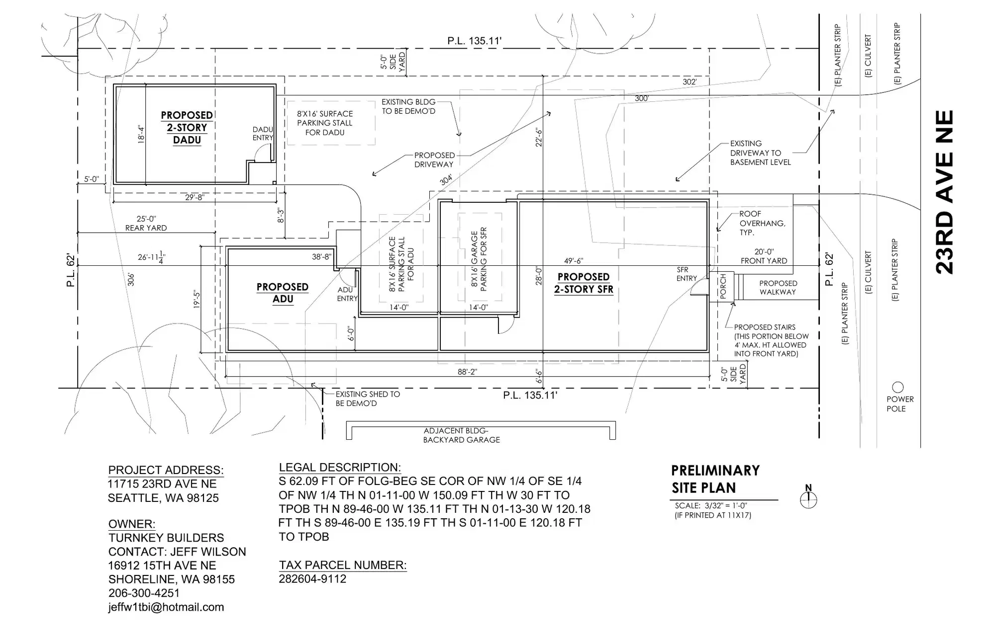 Site plan for 11715 23rd Ave NE