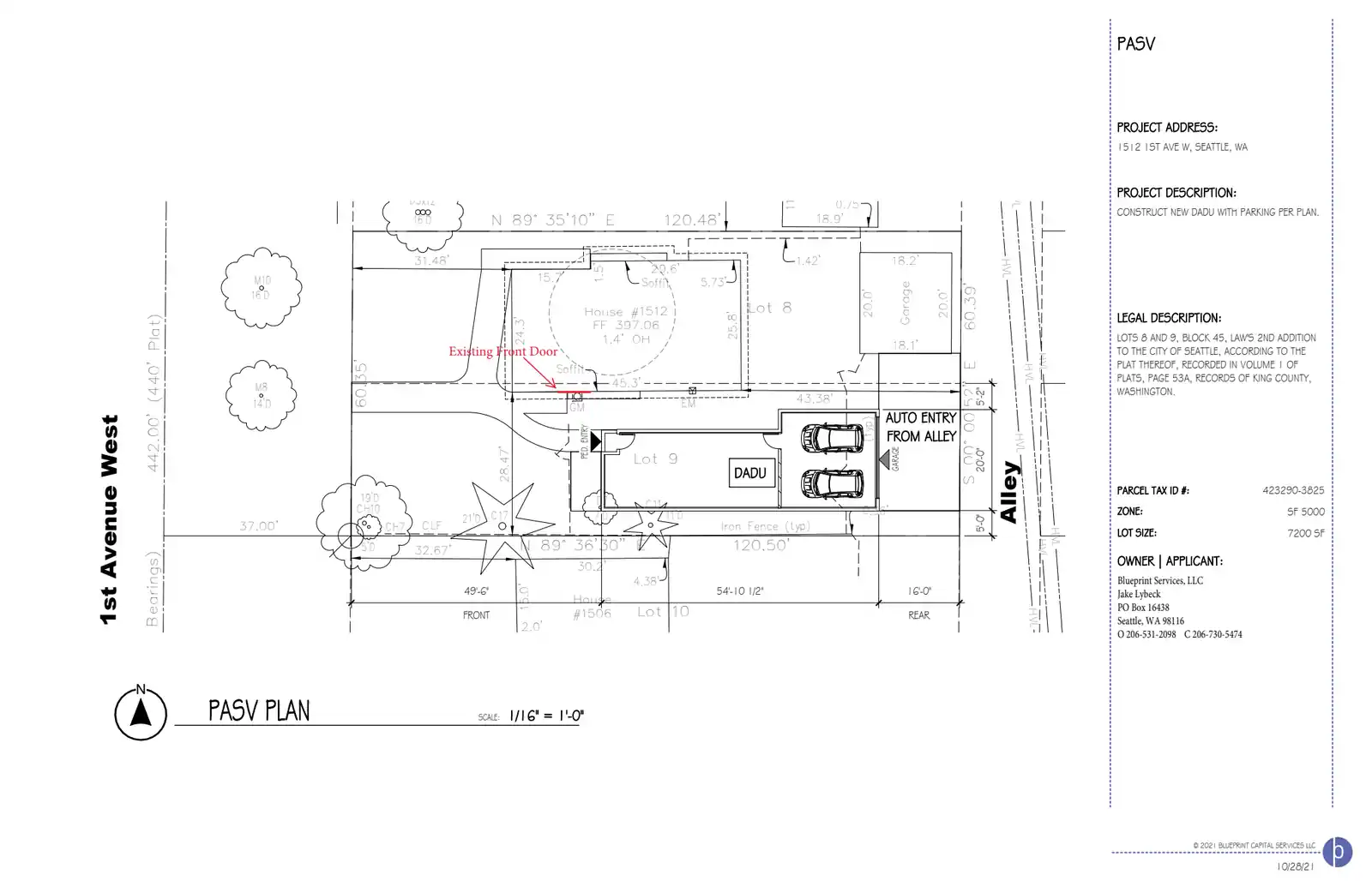 Site plan for 1510 1st Ave W