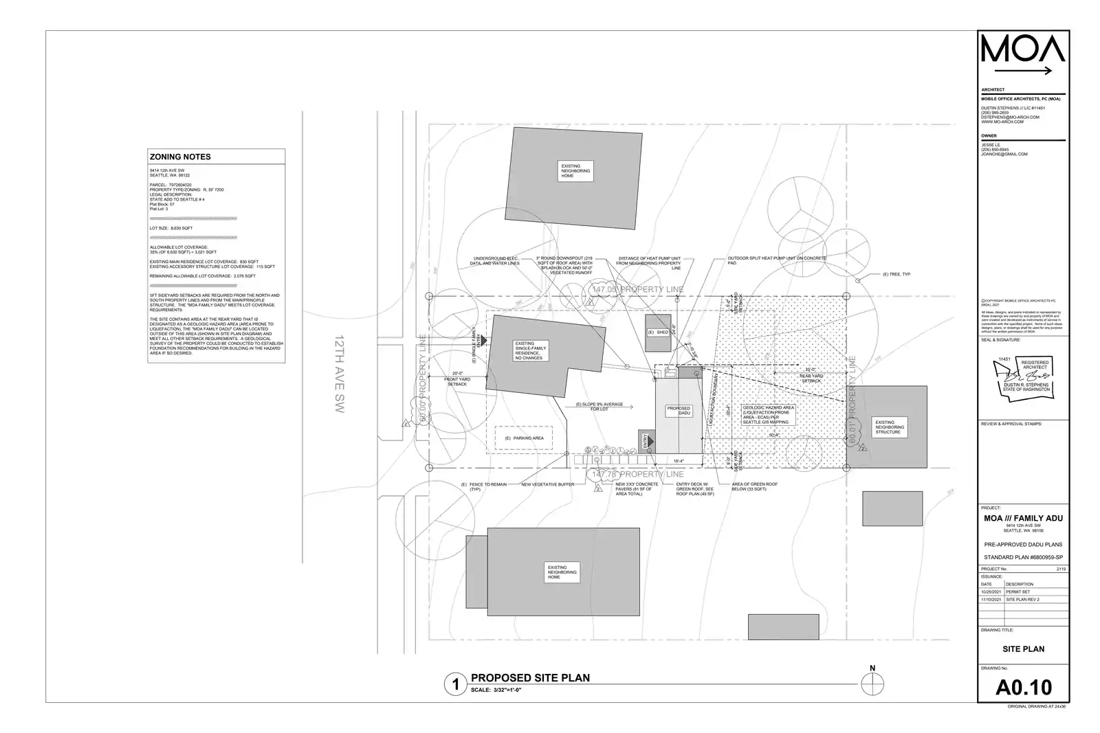 Site plan for 9416 12th Ave SW