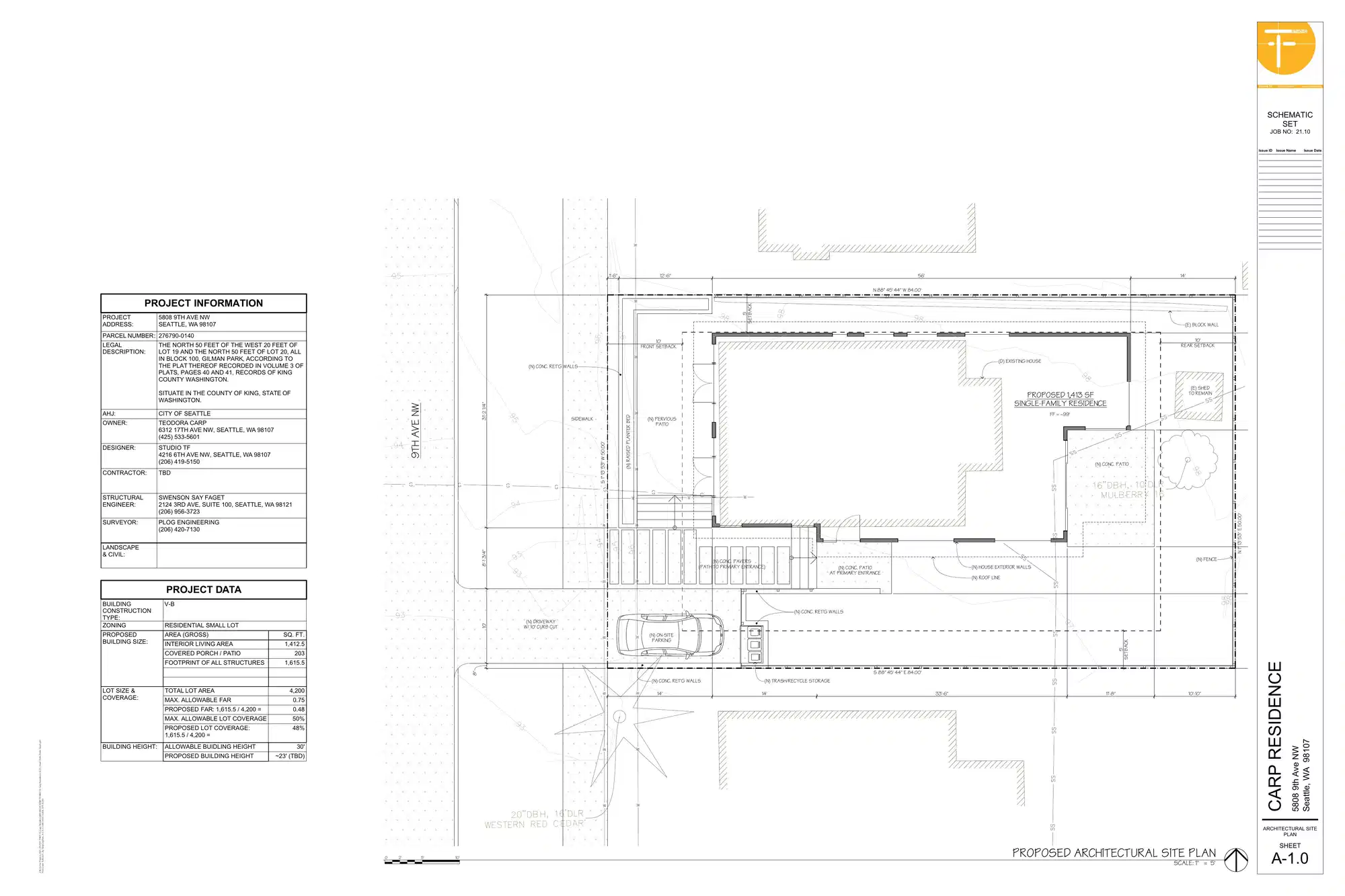 Site plan for 5808 9th Ave NW