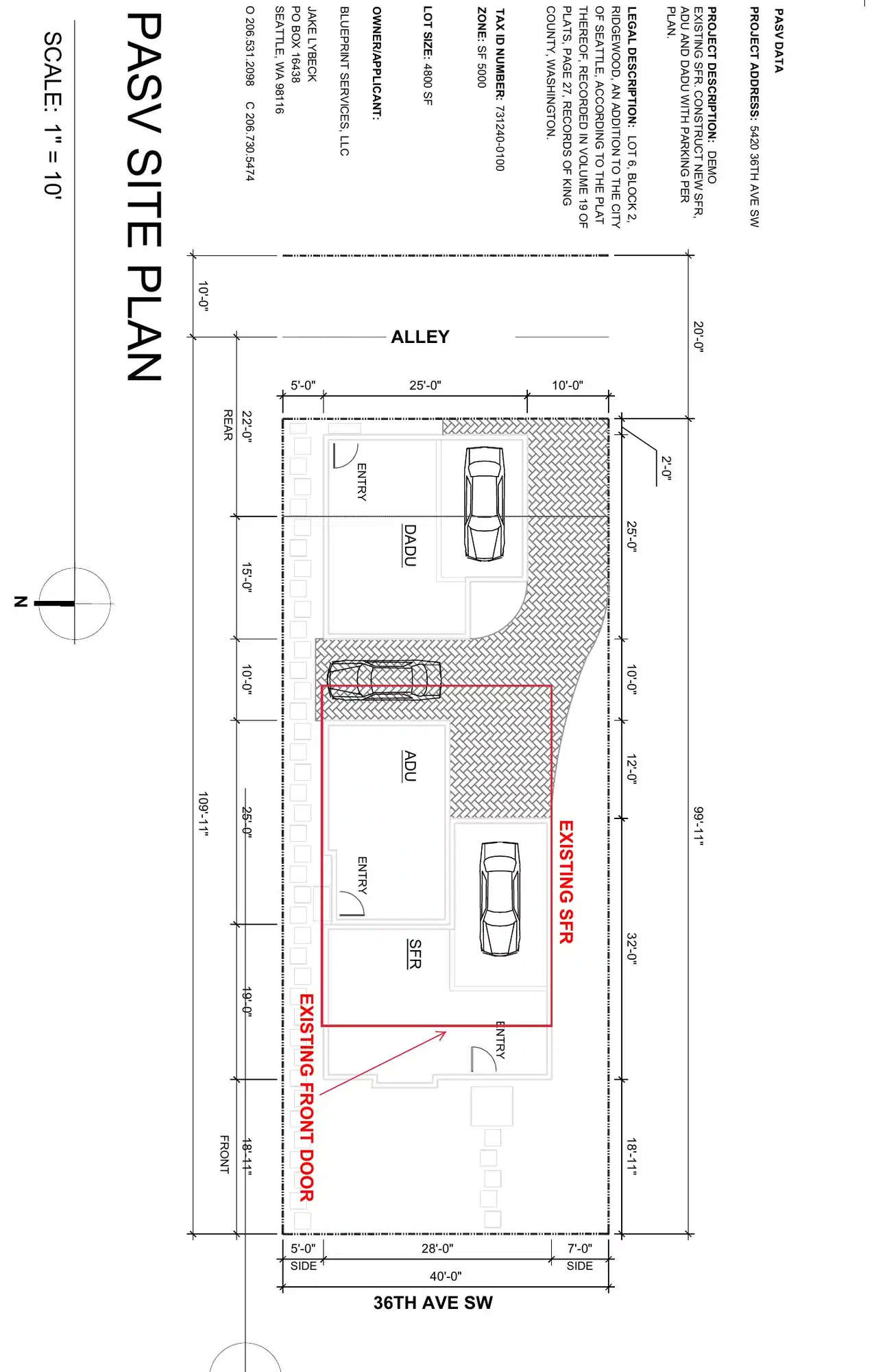 Site plan for 5422 36th Ave SW
