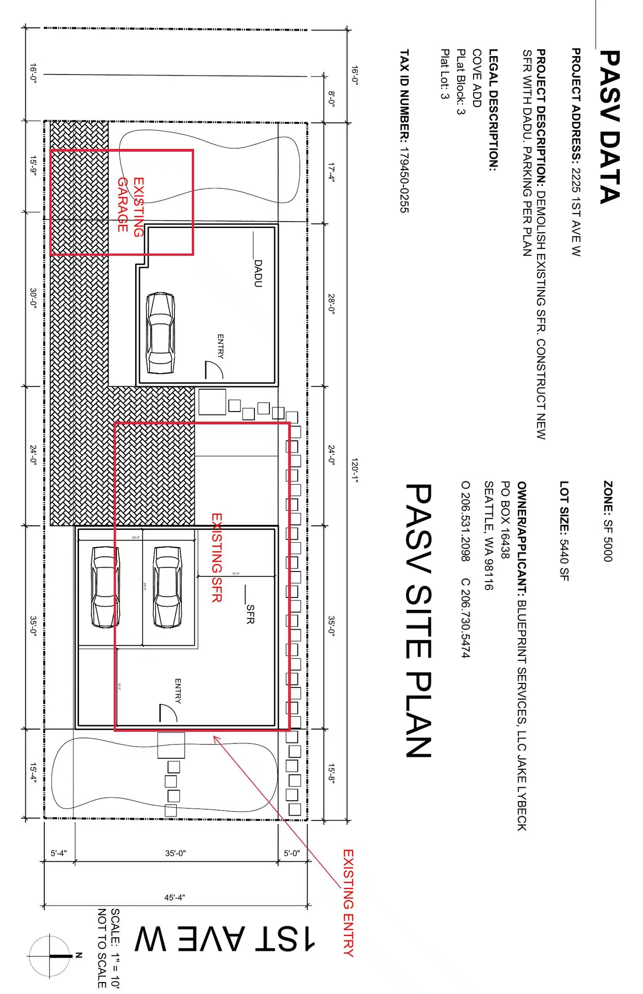 Site plan for 2225 1st Ave W