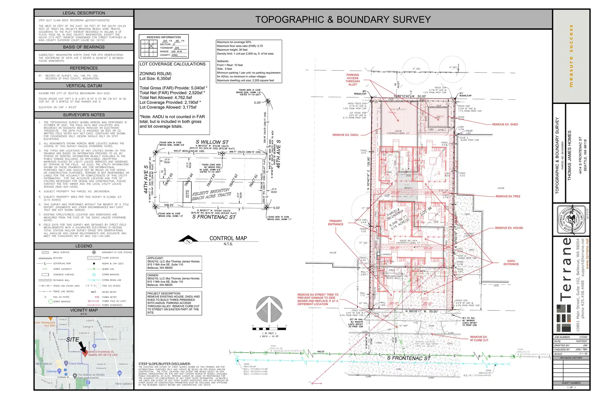 Site plan for 4414 A S Frontenac St