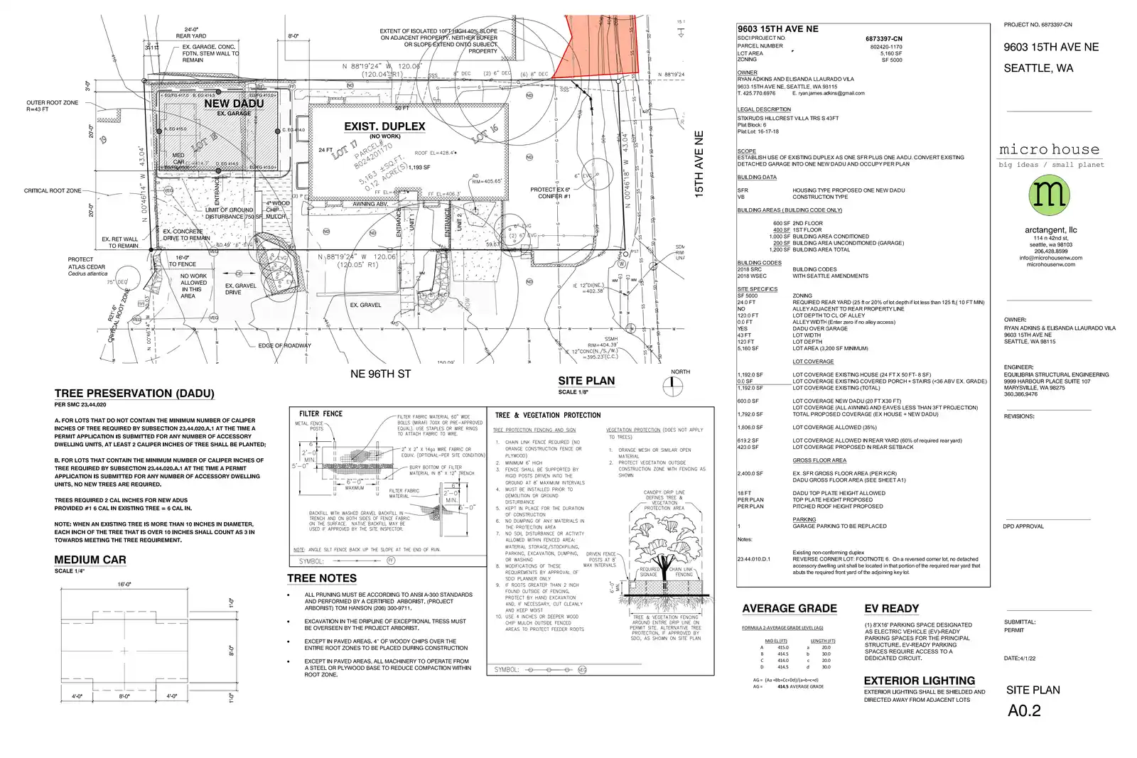 Site plan for 9603 15th Ave NE