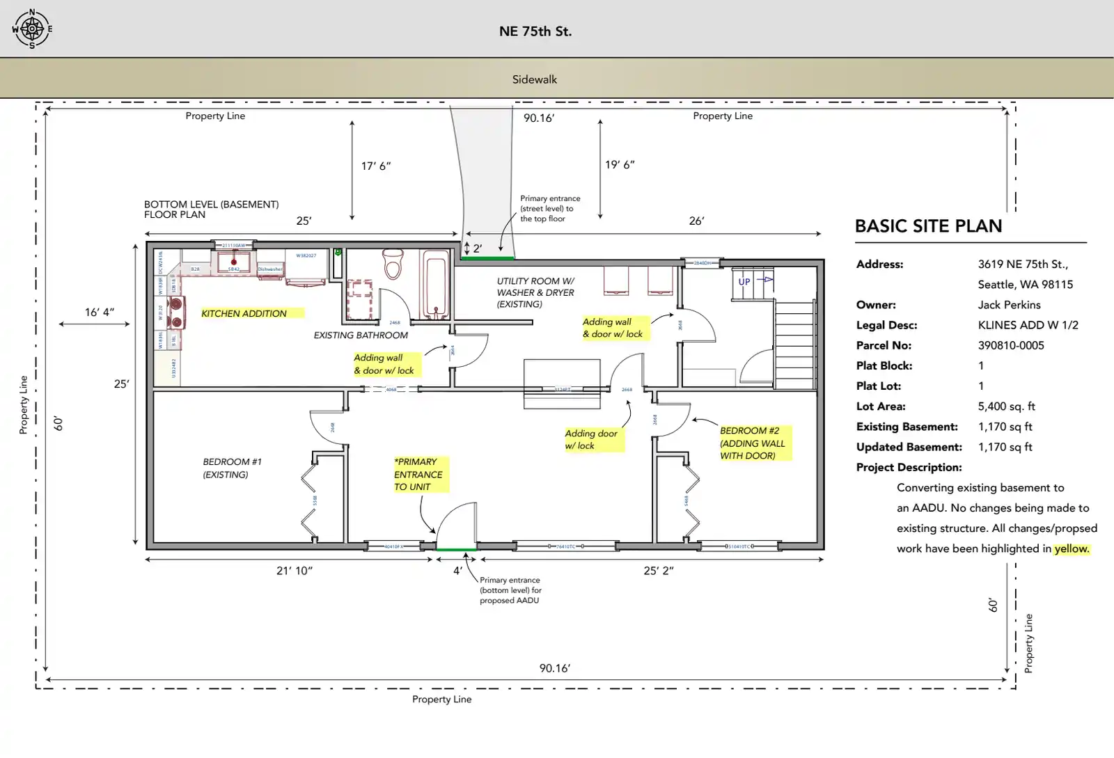 Site plan for 3619 NE 75th St