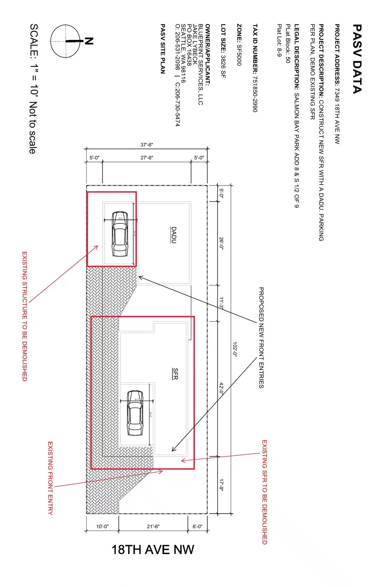 Site plan for 7351 18th Ave NW