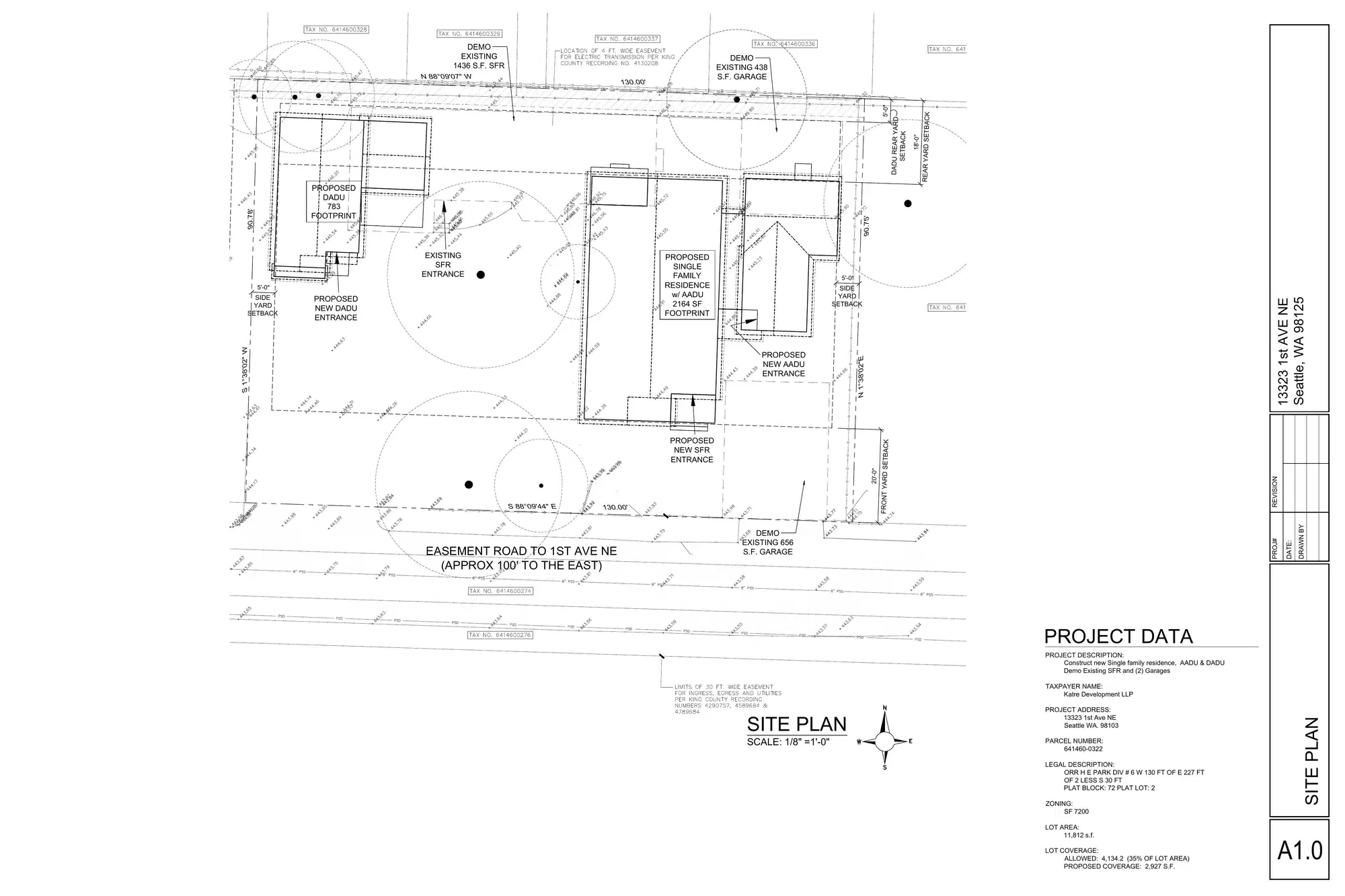 Site plan for 13323 1st Ave NE