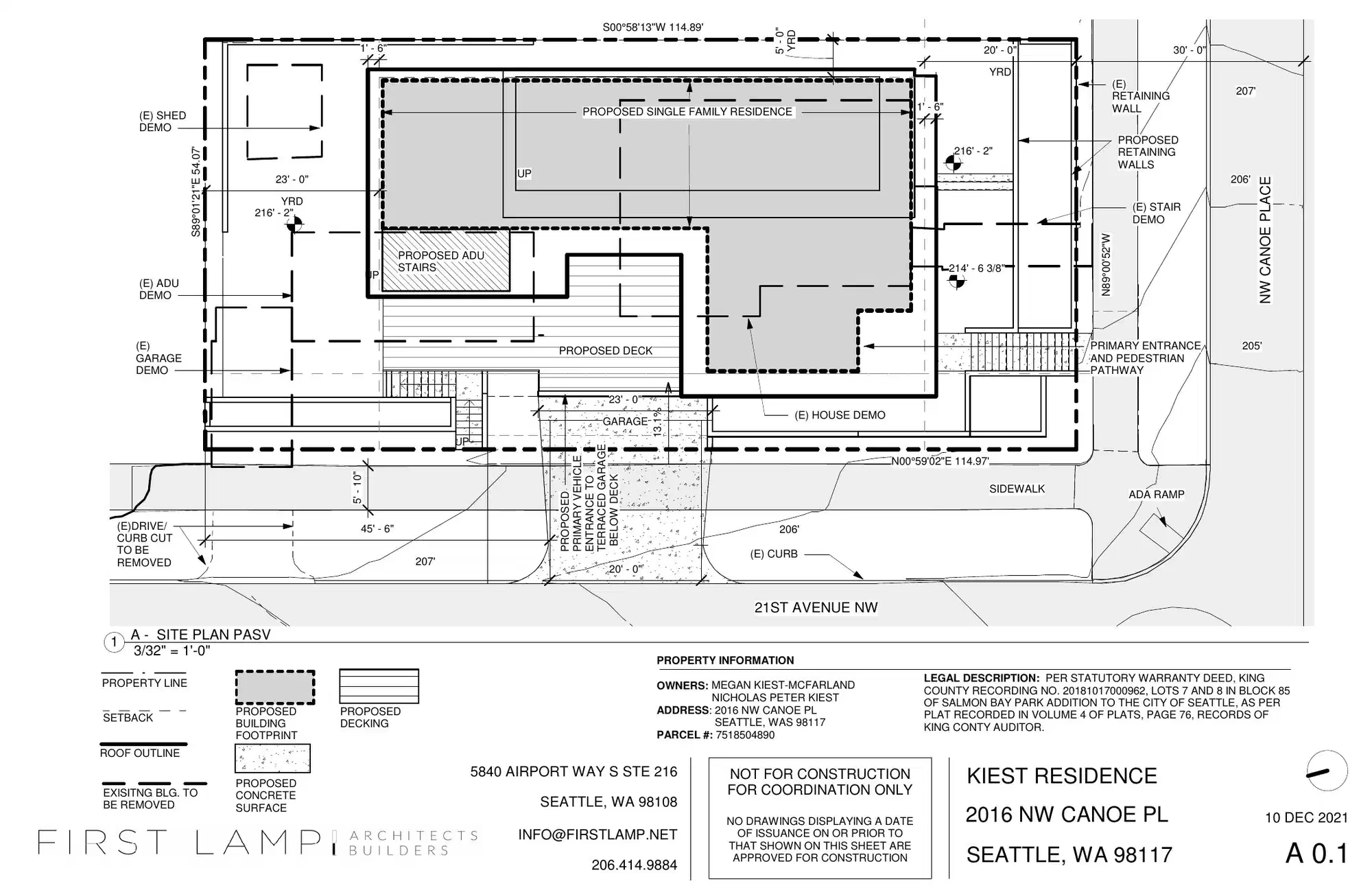 Site plan for 2016 NW Canoe Pl
