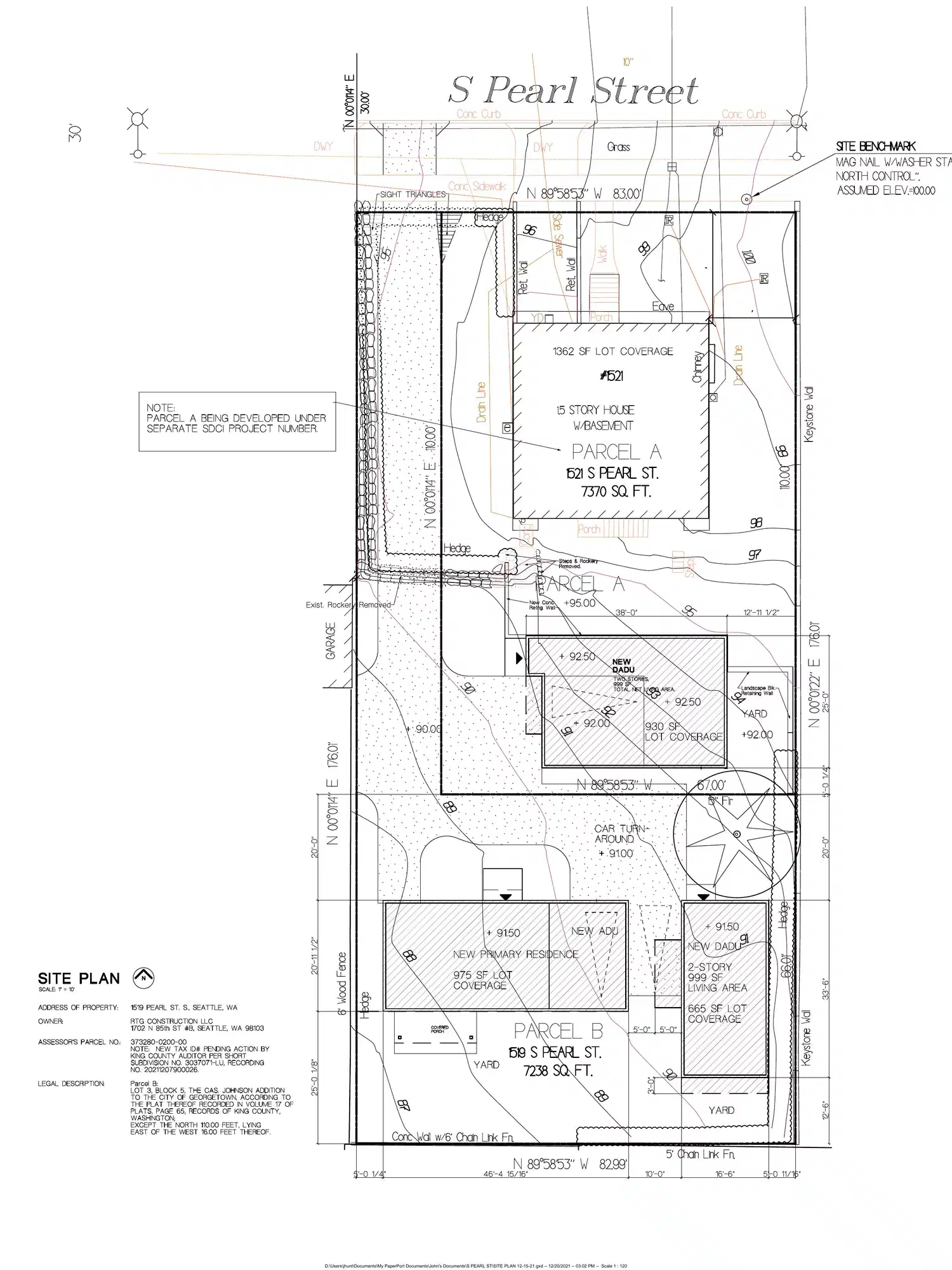 Site plan for 1517 S Pearl St