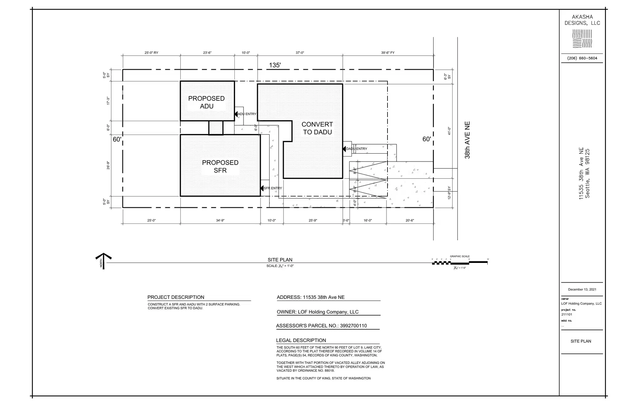 Site plan for 11531 38th Ave NE