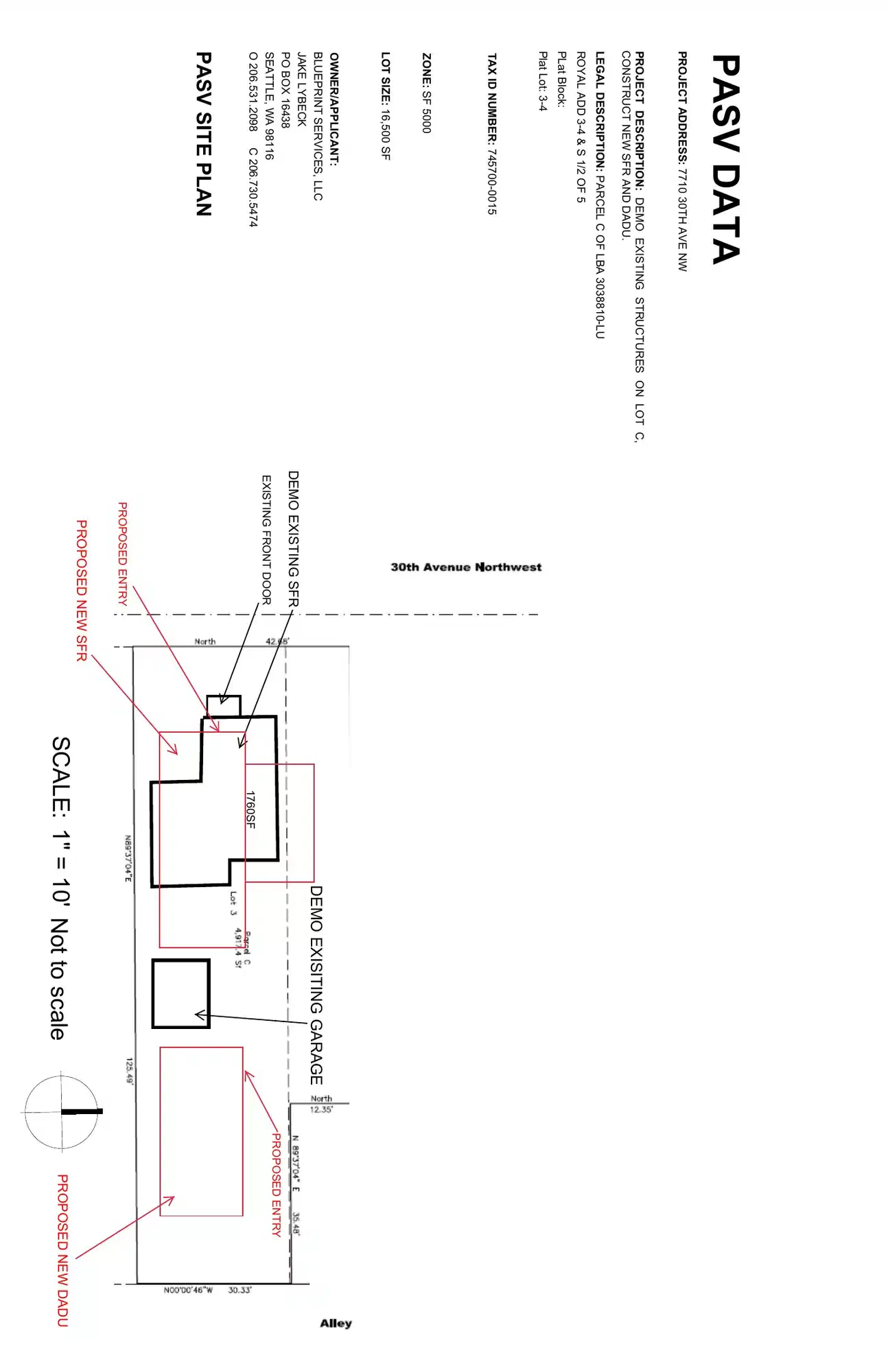 Site plan for 7710 30th Ave NW