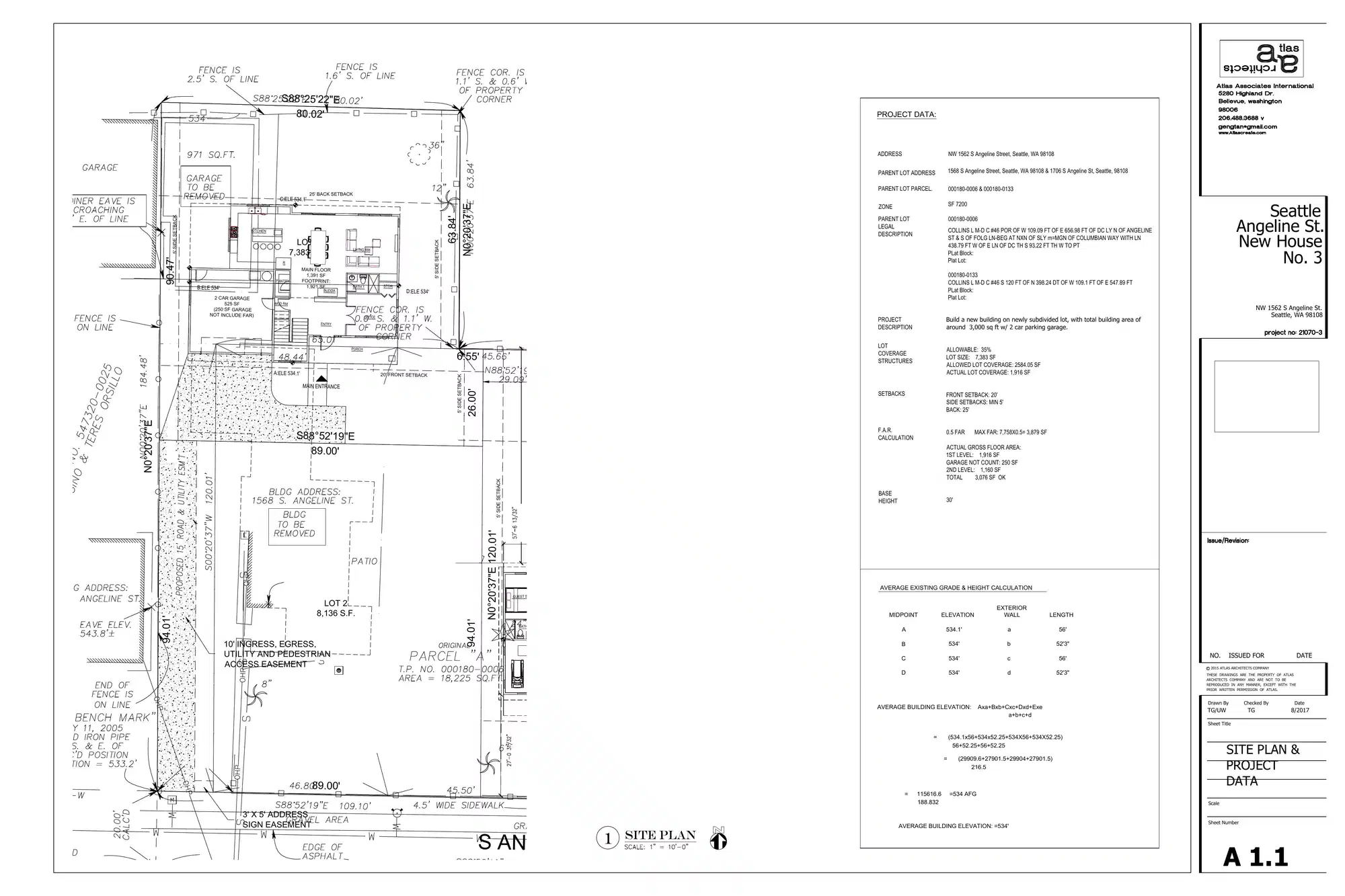 Site plan for 1562 S Angeline St