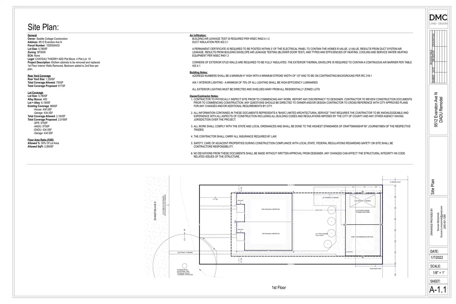 Site plan for 9512 Evanston Ave N
