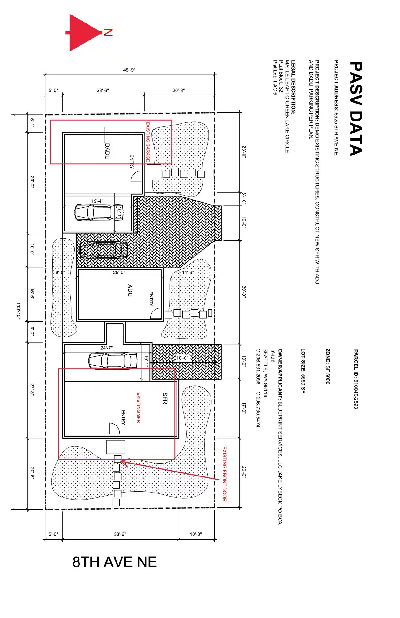 Site plan for 8925 8th Ave NE