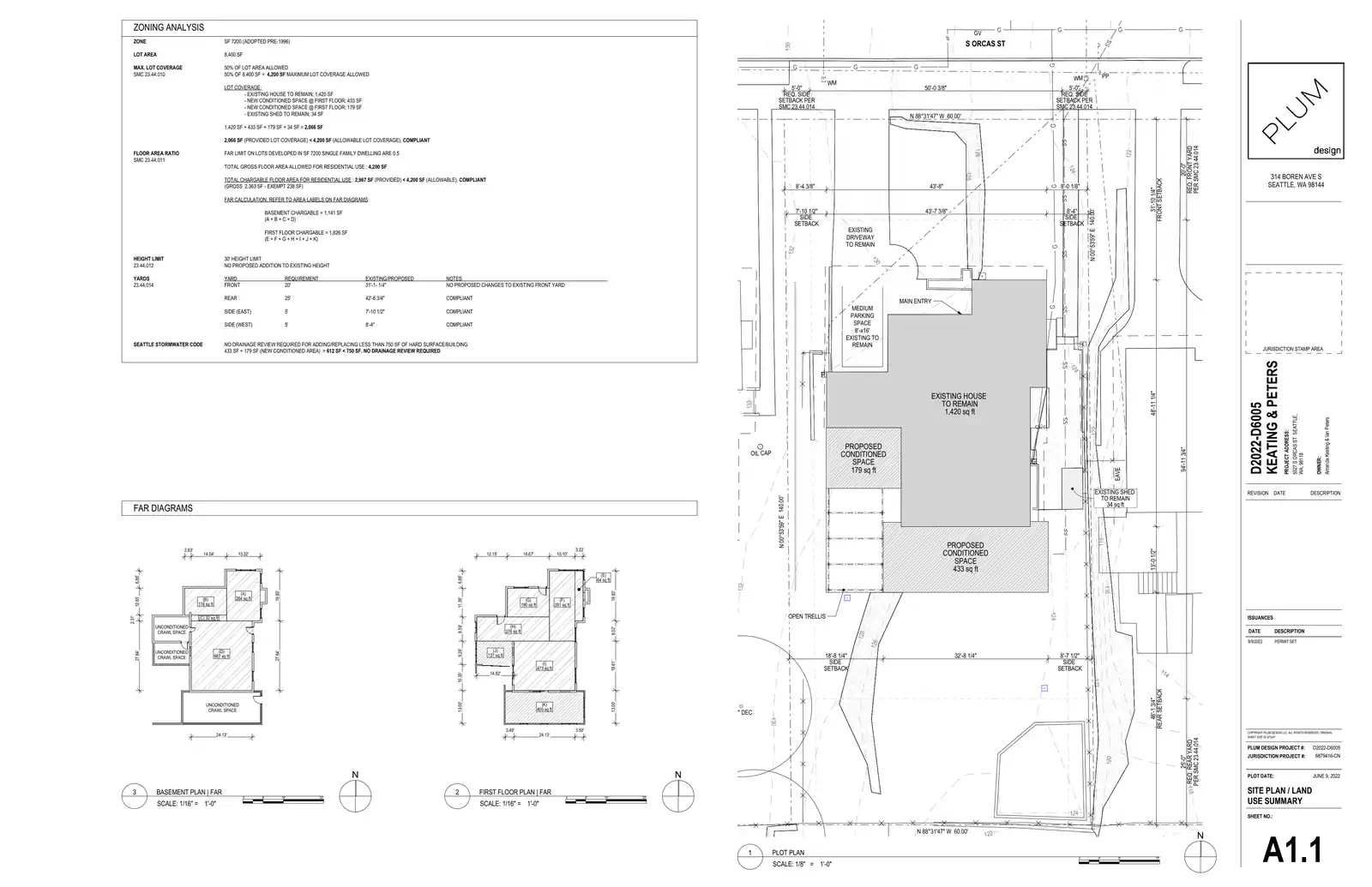 Site plan for 5527 S Orcas St