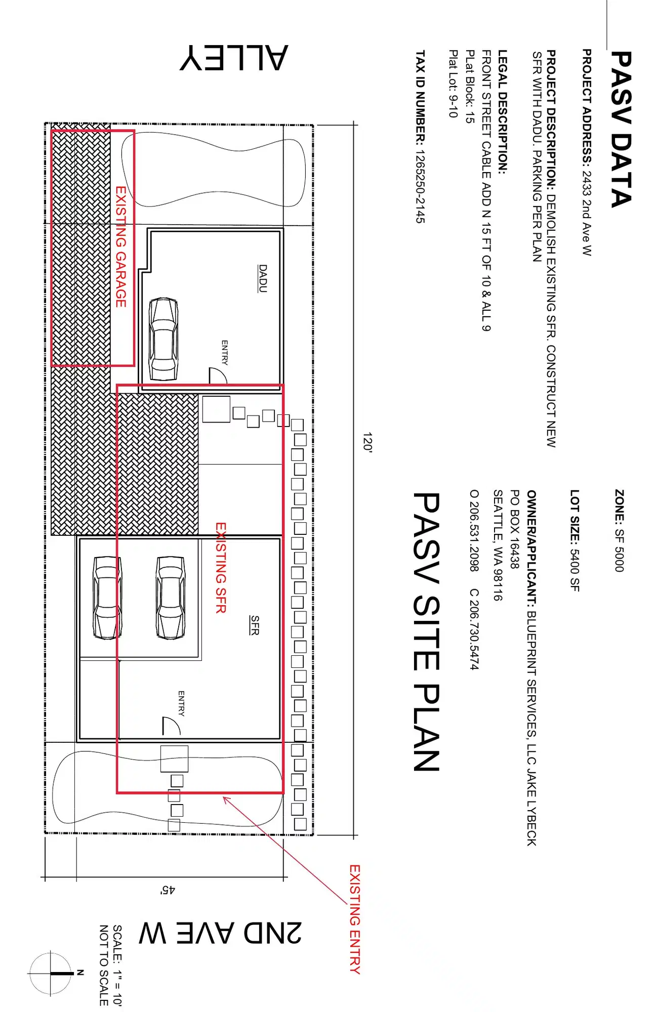 Site plan for 2433 2nd Ave W