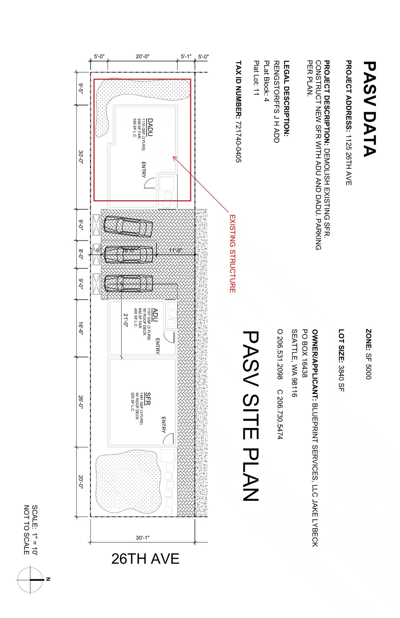 Site plan for 1125 26th Ave