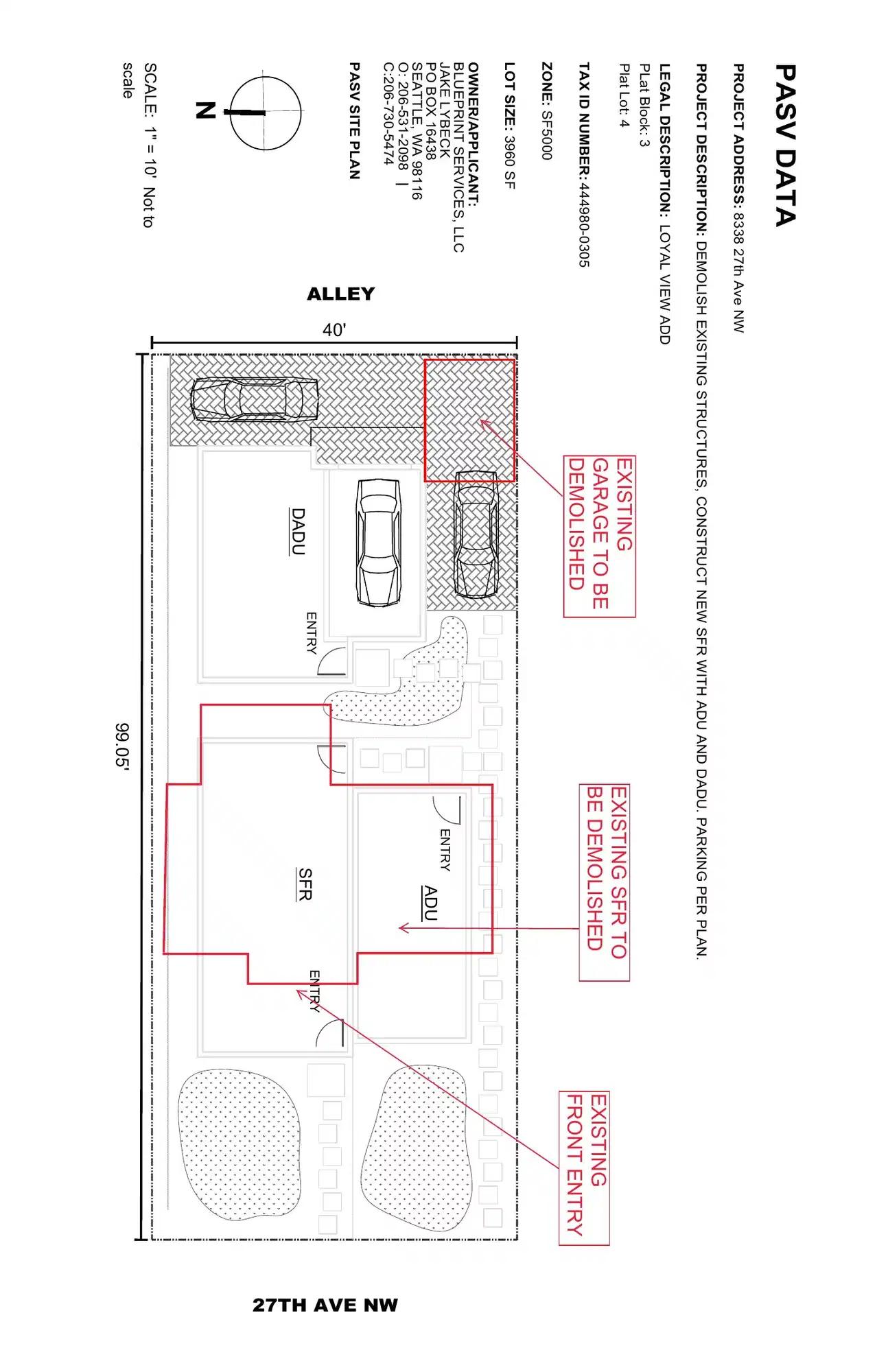 Site plan for 8338 27th Ave NW