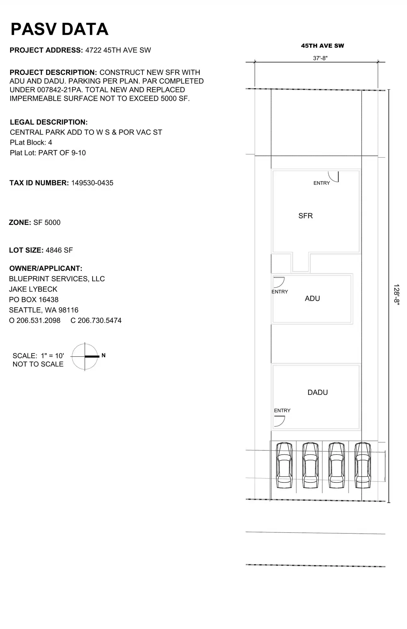 Site plan for 4722 45th Ave SW