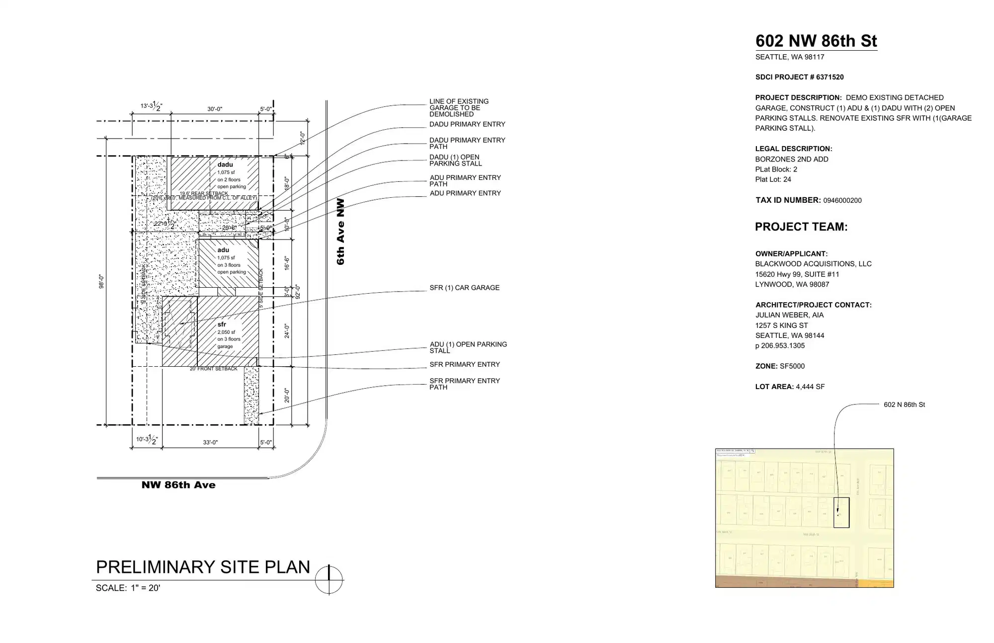 Site plan for 8603 6th Ave NW