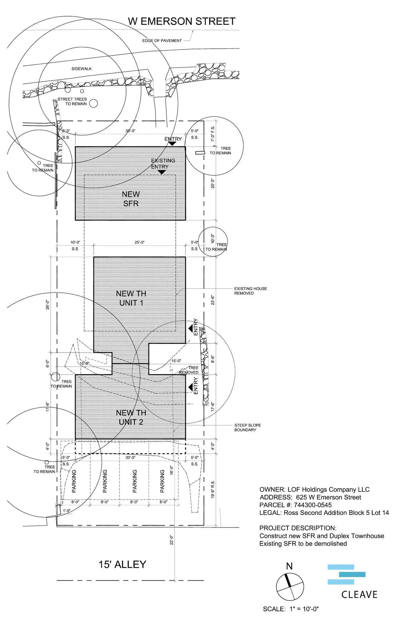 Site plan for 627 W Emerson St