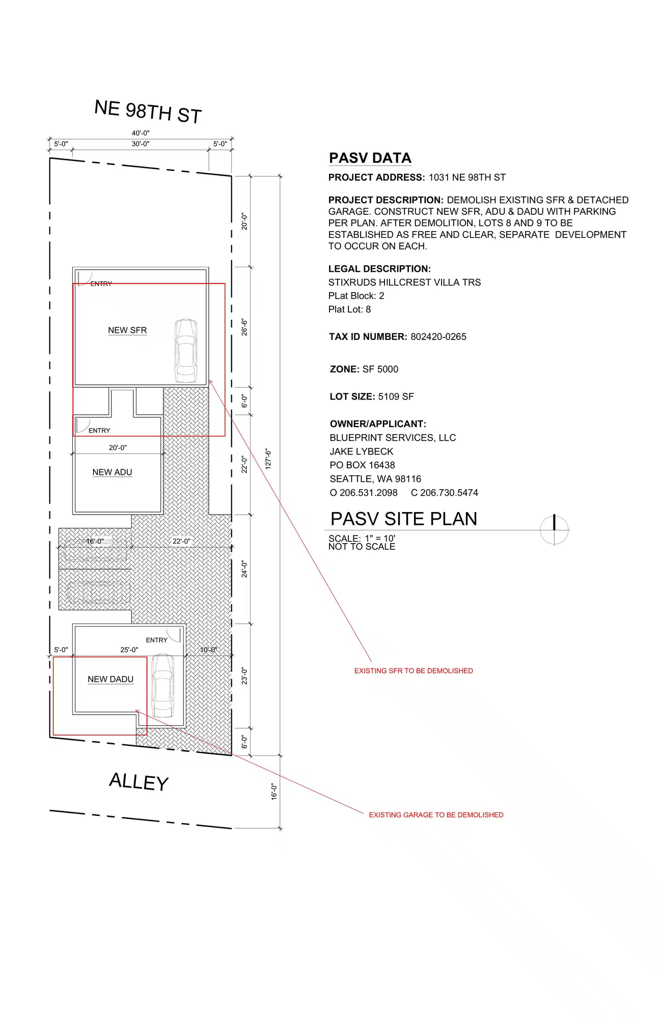 Site plan for 1031 NE 98th St